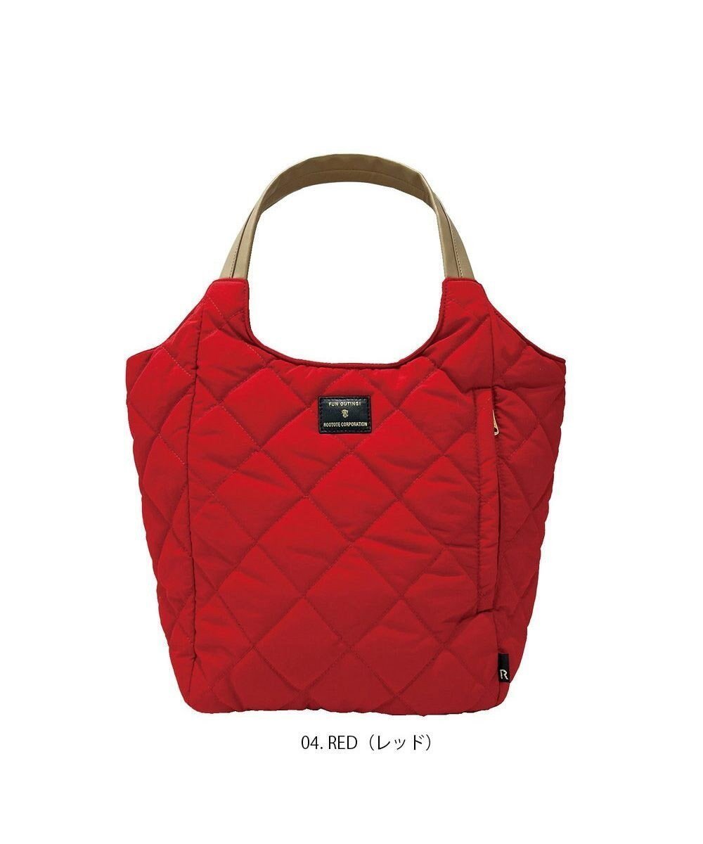 【ルートート/ROOTOTE】の1331【仕切り+自立+撥水】LT.ラウンド.パルーティ.キルト-C インテリア・キッズ・メンズ・レディースファッション・服の通販 founy(ファニー) 　ファッション　Fashion　レディースファッション　Fashion for Women　バッグ　Bags　カメラ　Camera Accessories　キルティング　Quilted, Quilting　キルト　Quilt, Quilted Fabric　傘　Umbrella, Parasol　シンプル　Simple, Minimal　フィット　Fit, Slim Fit　フォルム　Silhouette, Form　フラット　Flat, Flat Shoes　プリント　Print, Printed Pattern　ボックス　Boxy, Box Shape　ポケット　Pocket, Pocket Detail　ラウンド　Round, Round Neck　ランダム　Random, Irregular　新作・新入荷　New Arrivals / New In　04:レッド|ID: prp329100004527500 ipo3291000000033677549