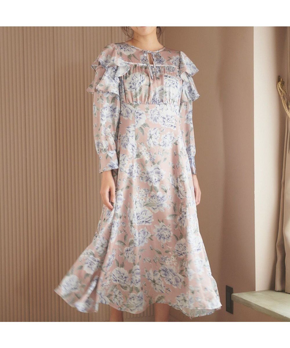 【フェルゥ/Feroux】の【洗える】フラワープリント ワンピース インテリア・キッズ・メンズ・レディースファッション・服の通販 founy(ファニー) ファッション Fashion レディースファッション Fashion for Women ワンピース Dresses おすすめ Recommended / Our Picks オリエンタル Oriental Pattern カーディガン Cardigan, Knitwear ジャケット Jacket, Outerwear スリット Slit, Slit Detail スリーブ Sleeve, Long Sleeve / Short Sleeve フェミニン Feminine, Girly フラワー Flower, Floral フリル Frill, Ruffle プリント Print, Printed Pattern マニッシュ Mannish, Boyish リボン Ribbon, Bow エレガント 上品 Elegant 洗える Machine Washable 秋 Autumn A/W・秋冬 Autumn/Winter ピンク系9|ID: prp329100004527512 ipo3291000000034178914