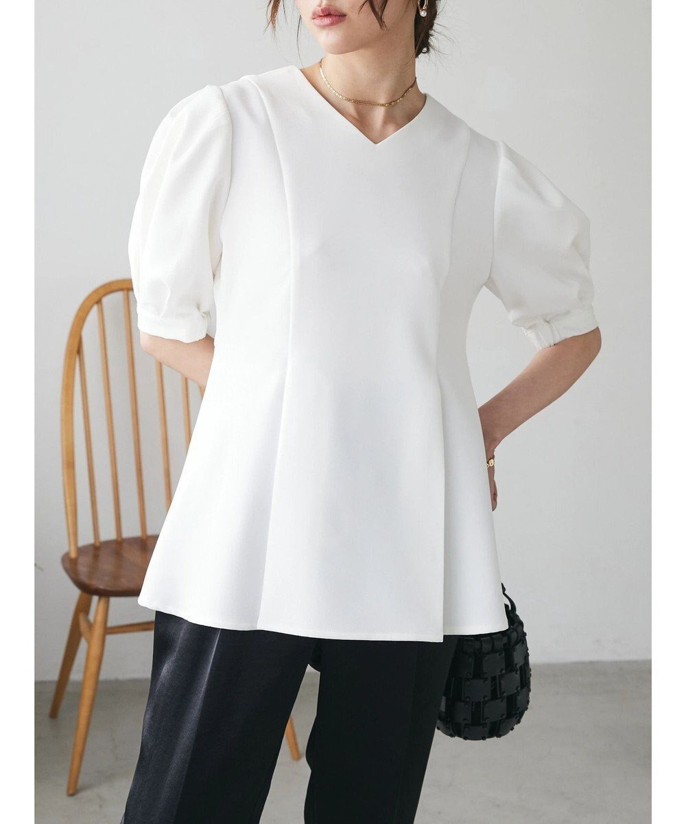 【グリーンパークス/Green Parks】のAnriettMusee パフスリーブペプラムブラウス インテリア・キッズ・メンズ・レディースファッション・服の通販 founy(ファニー) ファッション Fashion レディースファッション Fashion for Women トップス・カットソー Cut & Sew Tops シャツ・ブラウス・オフィスカジュアル Elegant Blouses & Button-Ups エレガント 上品 Elegant 春 Spring ギャザー Gathered, Ruffled シンプル Simple, Minimal フランス France, French ペプラム Peplum, Flared Hem ポケット Pocket, Pocket Detail S/S・春夏 SS, Spring/Summer, Warm Season おすすめ Recommended / Our Picks 夏 Summer ビジネス 仕事 通勤 Business / Work / Commuting Off White|ID: prp329100004527570 ipo3291000000034283563