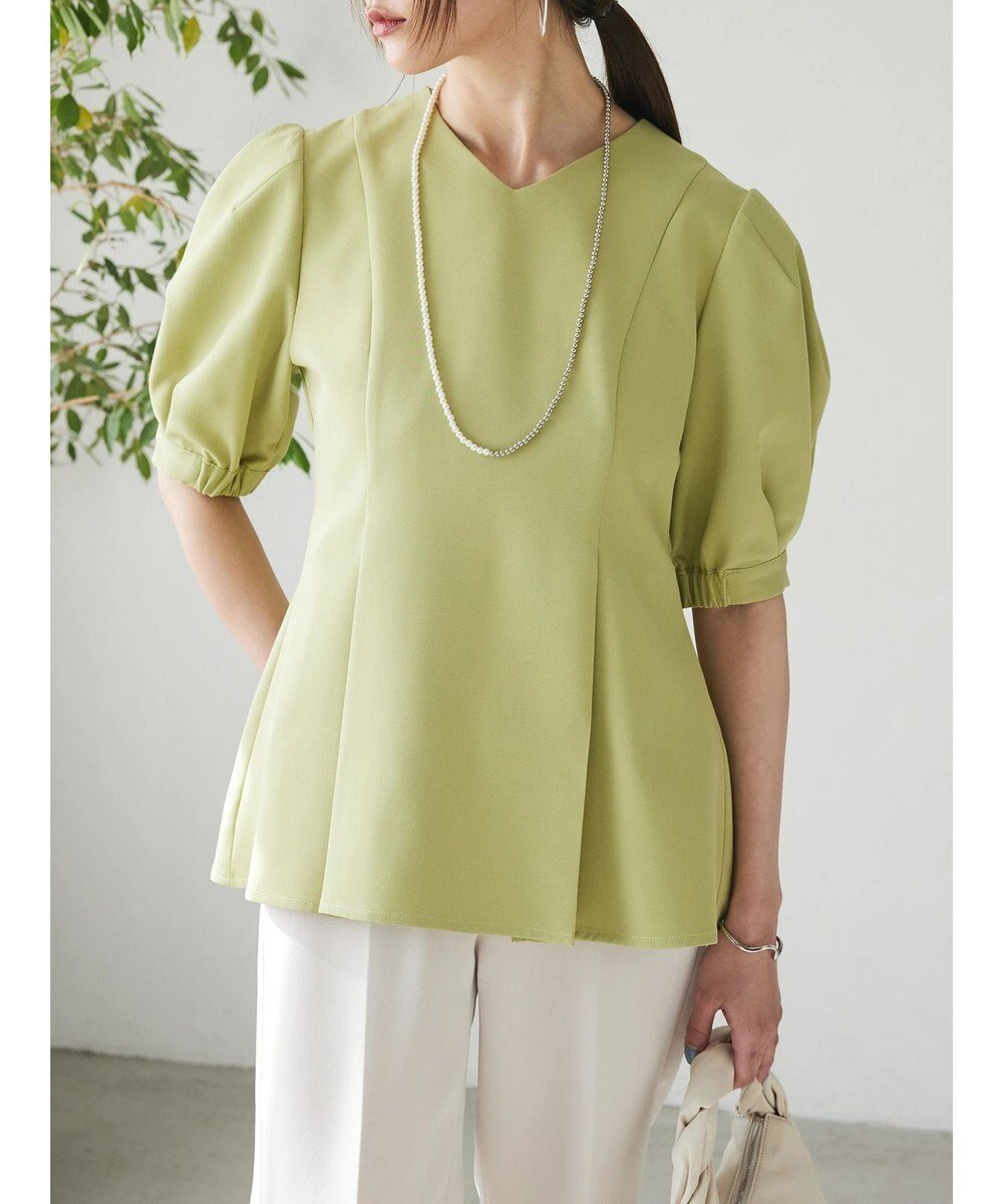 【グリーンパークス/Green Parks】のAnriettMusee パフスリーブペプラムブラウス インテリア・キッズ・メンズ・レディースファッション・服の通販 founy(ファニー) ファッション Fashion レディースファッション Fashion for Women トップス・カットソー Cut & Sew Tops シャツ・ブラウス・オフィスカジュアル Elegant Blouses & Button-Ups エレガント 上品 Elegant 春 Spring ギャザー Gathered, Ruffled シンプル Simple, Minimal フランス France, French ペプラム Peplum, Flared Hem ポケット Pocket, Pocket Detail S/S・春夏 SS, Spring/Summer, Warm Season おすすめ Recommended / Our Picks 夏 Summer ビジネス 仕事 通勤 Business / Work / Commuting Lime Green|ID: prp329100004527570 ipo3291000000034283564