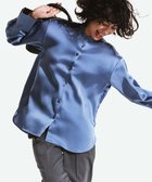 【アンフィーロ 自由区/UNFILO】の【洗える】サテン バンドカラーシャツ スモーキーブルー|ID: prp329100004527574 ipo3291000000032017091