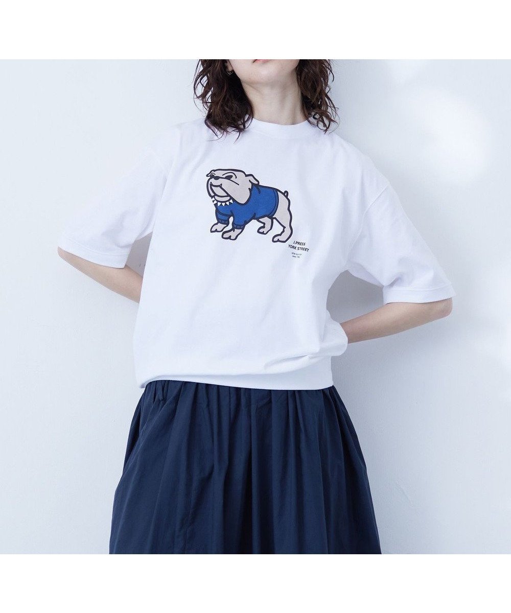 【ジェイプレスヨークストリート/J.PRESS YORK STREET】の【UNISEX】ブルドッグプリントTシャツ インテリア・キッズ・メンズ・レディースファッション・服の通販 founy(ファニー) 　ファッション　Fashion　レディースファッション　WOMEN　トップス・カットソー　Tops/Tshirt　シャツ/ブラウス　Shirts/Blouses　ロング / Tシャツ　T-Shirts　カットソー　Cut and Sewn　ユニセックス　Unisex　カットソー　Cut And Sew　プリント　Print　夏　Summer　春　Spring　S/S・春夏　Ss・Spring/Summer　ホワイト系|ID: prp329100004527662 ipo3291000000032017444