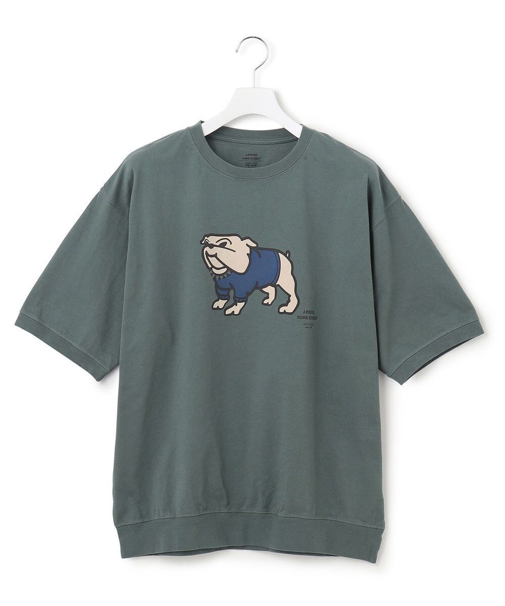 【ジェイプレスヨークストリート/J.PRESS YORK STREET】の【UNISEX】ブルドッグプリントTシャツ インテリア・キッズ・メンズ・レディースファッション・服の通販 founy(ファニー) 　ファッション　Fashion　レディースファッション　WOMEN　トップス・カットソー　Tops/Tshirt　シャツ/ブラウス　Shirts/Blouses　ロング / Tシャツ　T-Shirts　カットソー　Cut and Sewn　ユニセックス　Unisex　カットソー　Cut And Sew　プリント　Print　夏　Summer　春　Spring　S/S・春夏　Ss・Spring/Summer　スモーキーグリーン系|ID: prp329100004527662 ipo3291000000032017449
