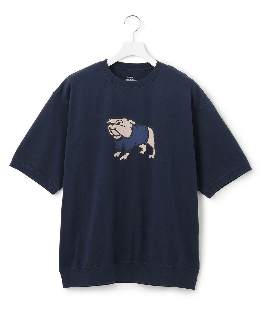 【ジェイプレスヨークストリート/J.PRESS YORK STREET】の【UNISEX】ブルドッグプリントTシャツ インテリア・キッズ・メンズ・レディースファッション・服の通販 founy(ファニー) 　ファッション　Fashion　レディースファッション　WOMEN　トップス・カットソー　Tops/Tshirt　シャツ/ブラウス　Shirts/Blouses　ロング / Tシャツ　T-Shirts　カットソー　Cut and Sewn　ユニセックス　Unisex　カットソー　Cut And Sew　プリント　Print　夏　Summer　春　Spring　S/S・春夏　Ss・Spring/Summer　ネイビー系|ID: prp329100004527662 ipo3291000000032017452