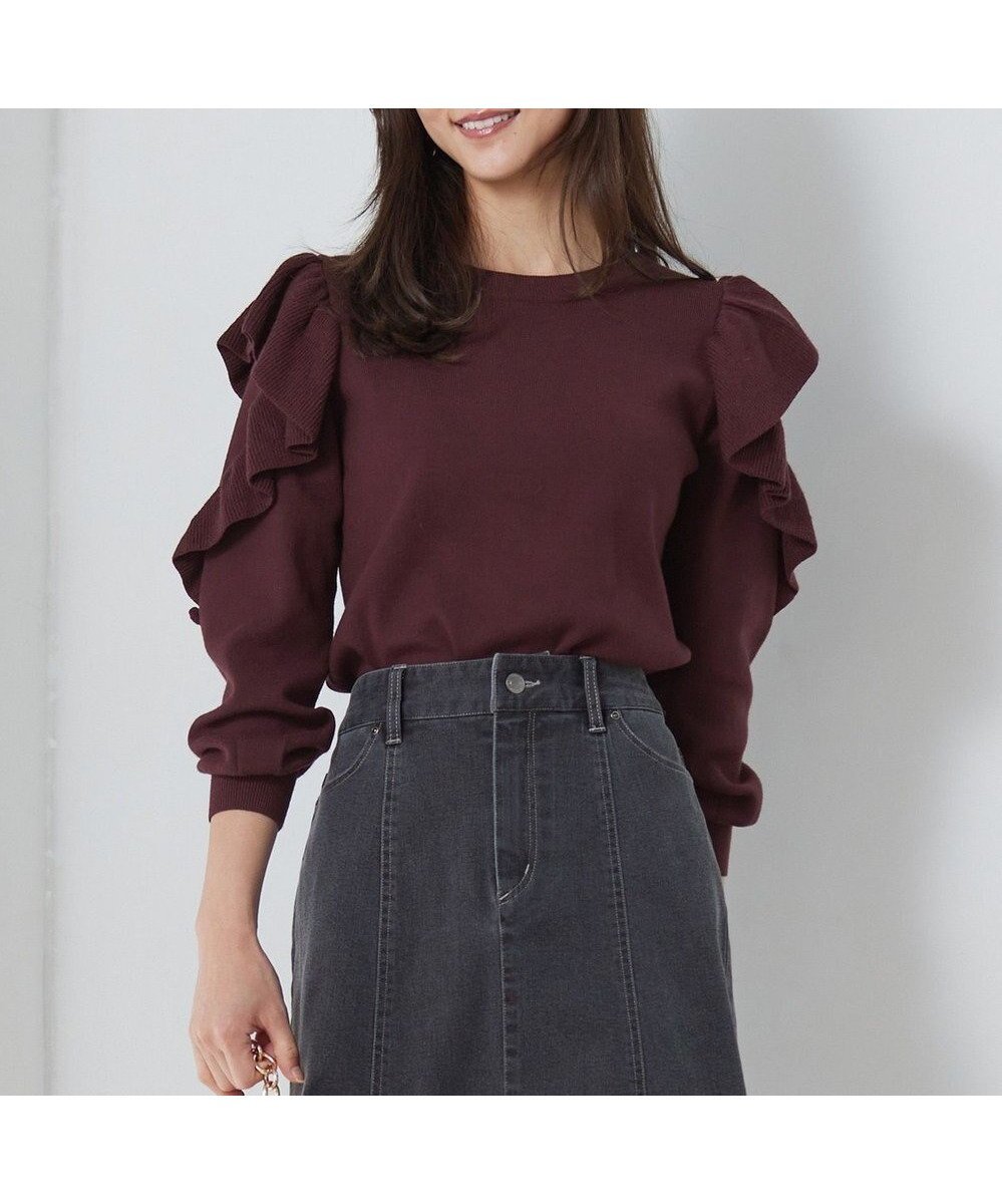 【エニィ スィス/any SiS】の【洗える】フリルスリーブ ニット インテリア・キッズ・メンズ・レディースファッション・服の通販 founy(ファニー) 　ファッション　Fashion　レディースファッション　WOMEN　トップス・カットソー　Tops/Tshirt　ニット　Knit Tops　コンシャス　Conscious　スリーブ　Sleeve　セーター　Sweater　フェミニン　Feminine　フリル　Frills　エレガント 上品　Elegant　再入荷　Restock/Back In Stock/Re Arrival　洗える　Washable　A/W・秋冬　Aw・Autumn/Winter・Fw・Fall-Winter　ブラウン|ID: prp329100004527681 ipo3291000000032017525