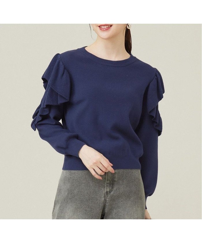 【エニィ スィス/any SiS】の【洗える】フリルスリーブ ニット インテリア・キッズ・メンズ・レディースファッション・服の通販 founy(ファニー) https://founy.com/ ファッション Fashion レディースファッション Fashion for Women トップス・カットソー Cut & Sew Tops ニット Knit Tops & Sweaters コンシャス Conscious, Bodycon スリーブ Sleeve, Long Sleeve / Short Sleeve セーター Sweater, Knitwear フェミニン Feminine, Girly フリル Frill, Ruffle エレガント 上品 Elegant 洗える Machine Washable A/W・秋冬 Autumn/Winter |ID: prp329100004527681 ipo3291000000033677753