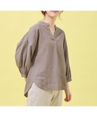 【エニィファム/any FAM】の【手洗い可能】ヨーロピアンリネンスキッパーネックブラウス モカ|ID: prp329100004527770 ipo3291000000033295069