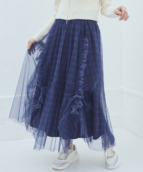 【アースミュージックアンドエコロジー/earth music&ecology】のチュールアシンメトリーフリルスカート 人気、トレンドファッション・服の通販 founy(ファニー) ファッション Fashion レディースファッション Ladies' Fashion Online スカート Skirt チェック Check チュール Tulle フリル Frills ポケット Pocket 夏 Summer 春 Spring S/S・春夏 Ss・Spring/Summer |ID:prp329100004527810