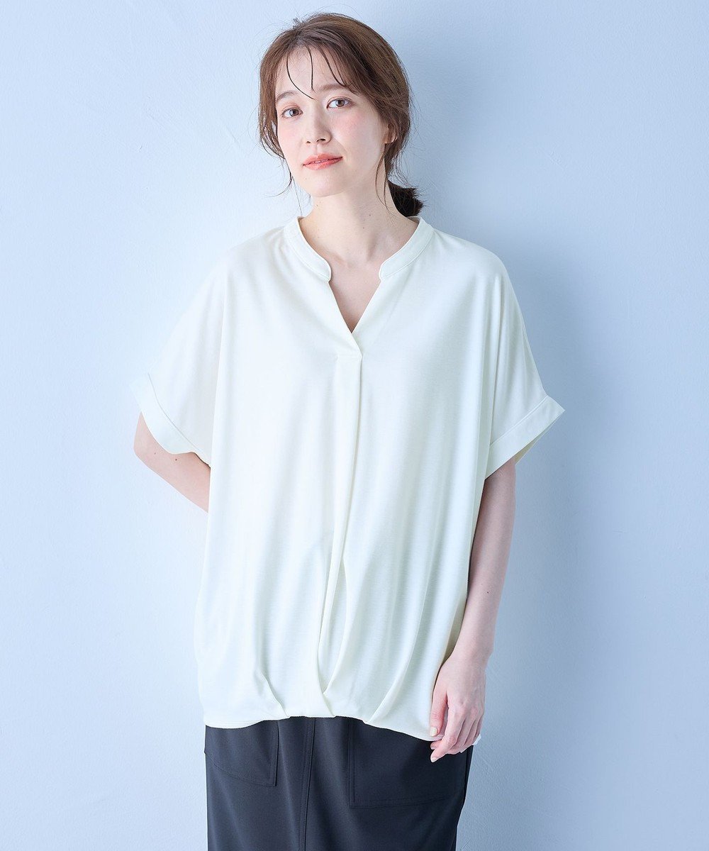 【エニィファム/any FAM】の【洗濯機可】ストレッチピケカシュクールカットソー インテリア・キッズ・メンズ・レディースファッション・服の通販 founy(ファニー) 　ファッション　Fashion　レディースファッション　WOMEN　トップス・カットソー　Tops/Tshirt　シャツ/ブラウス　Shirts/Blouses　ロング / Tシャツ　T-Shirts　カットソー　Cut and Sewn　おすすめ　Recommend　カットソー　Cut And Sew　ストレッチ　Stretch　夏　Summer　春　Spring　S/S・春夏　Ss・Spring/Summer　洗える　Washable　ホワイト|ID: prp329100004527836 ipo3291000000032018152