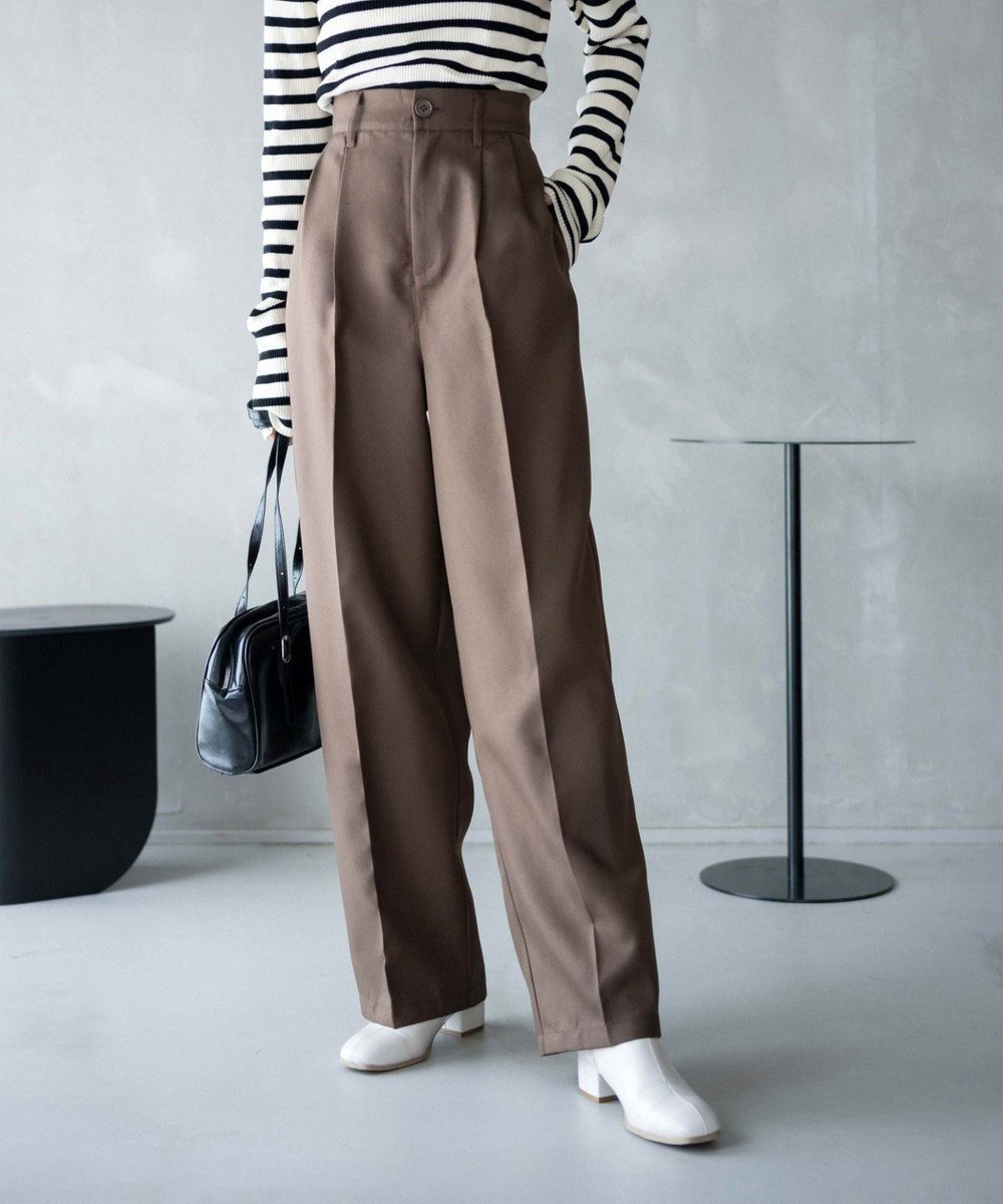 【ウィゴー/WEGO】の【手洗い可】ハイウエストセンタープレスワイドパンツ インテリア・キッズ・メンズ・レディースファッション・服の通販 founy(ファニー) 　ファッション　Fashion　レディースファッション　Ladies' Fashion Online　パンツ　Pants　ショート　Short　ストレート　Straight　スニーカー　Sneakers　スマホ　Smartphone　スラックス　Slacks　センター　Center　ボトム　Bottom　ワイド　Wide　A/W・秋冬　Aw・Autumn/Winter・Fw・Fall-Winter　プチプライス・低価格　Affordable　夏　Summer　ブラウン|ID: prp329100004528042 ipo3291000000032567993
