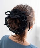 【ウィゴー/WEGO】のLリボン付きレースシュシュ ブラック|ID: prp329100004528084 ipo3291000000032480449