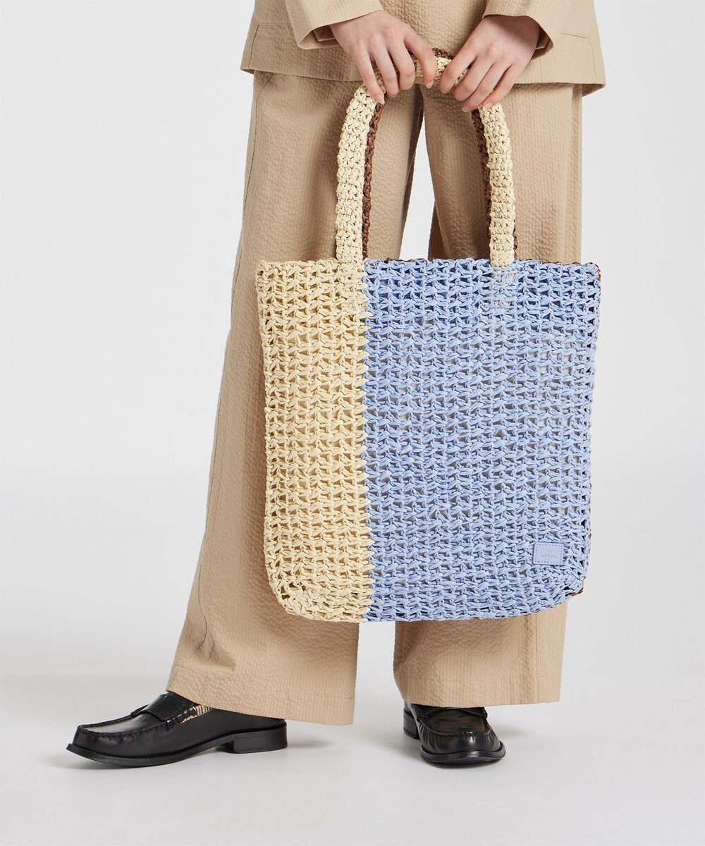 【ポール スミス/Paul Smith】のPS Paul Smith ビーチ トートバック インテリア・キッズ・メンズ・レディースファッション・服の通販 founy(ファニー) 　ファッション　Fashion　レディースファッション　Fashion for Women　バッグ　Bags　トートバッグ　Tote Bag, Large Shoulder Bag　パッチ　Patch, Appliqué　ビーチ　Beach, Seaside　フロント　Front, Front Design　ライニング　Inner Lining, Inner Fabric, Lined　ラフィア　Raffia, Natural Straw　エレガント 上品　Elegant　夏　Summer　サックスブルー|ID: prp329100004528206 ipo3291000000032708657