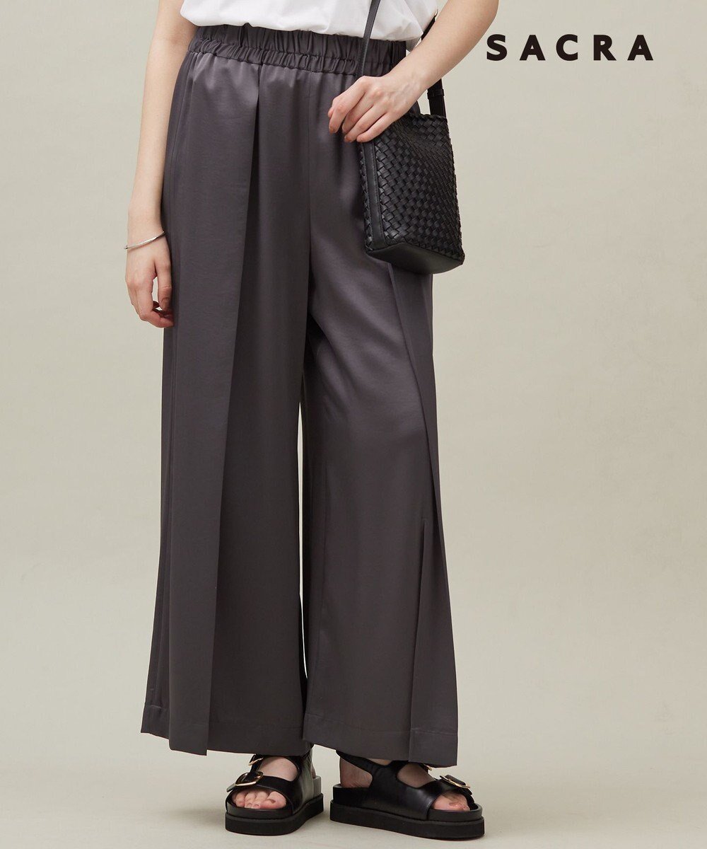 【23区/NIJYUSANKU】の【SACRA】トリアセサテン パンツ 人気、トレンドファッション・服の通販 founy(ファニー) 　ファッション　Fashion　レディースファッション　WOMEN　パンツ　Pants　春　Spring　カッティング　Cutting　コレクション　Collection　シルク　Silk　ドレープ　Drape　フロント　Front　ミックス　Mix　無地　Plain Color　リラックス　Relax　ワイド　Wide　ワッシャー　Washer　S/S・春夏　Ss・Spring/Summer　夏　Summer　2024年　2024　2024春夏・S/S　Ss,Spring/Summer,2024　エレガント 上品　Elegant　 other-1|ID: prp329100004528209 ipo3291000000032019702