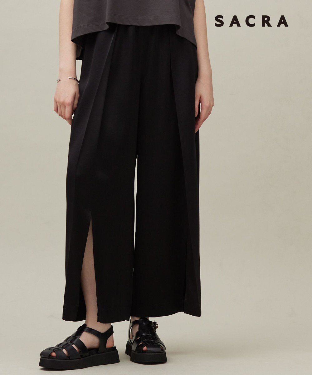 【23区/NIJYUSANKU】の【SACRA】トリアセサテン パンツ インテリア・キッズ・メンズ・レディースファッション・服の通販 founy(ファニー) 　ファッション　Fashion　レディースファッション　WOMEN　パンツ　Pants　春　Spring　カッティング　Cutting　コレクション　Collection　シルク　Silk　ドレープ　Drape　フロント　Front　ミックス　Mix　無地　Plain Color　リラックス　Relax　ワイド　Wide　ワッシャー　Washer　S/S・春夏　Ss・Spring/Summer　夏　Summer　2024年　2024　2024春夏・S/S　Ss,Spring/Summer,2024　エレガント 上品　Elegant　ブラック系|ID: prp329100004528209 ipo3291000000032019704