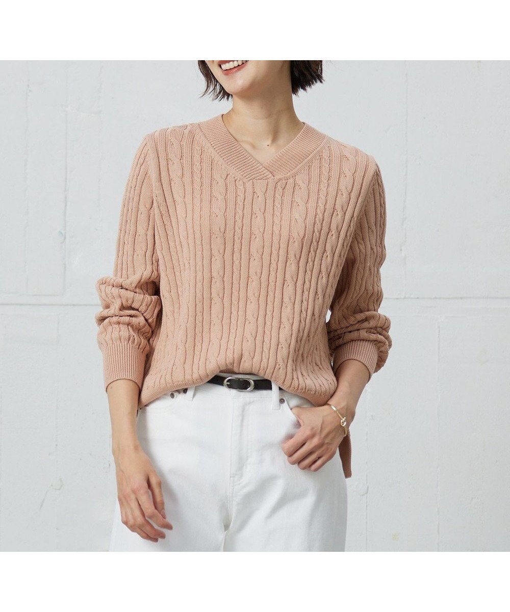 【ジェイ プレス/J.PRESS】の【洗える】GIZA MERCERIZE COTTON ケーブル ニット インテリア・キッズ・メンズ・レディースファッション・服の通販 founy(ファニー) 　ファッション　Fashion　レディースファッション　Fashion for Women　トップス・カットソー　Cut & Sew Tops　ニット　Knit Tops & Sweaters　クラシック　Classic, Timeless Style　シルク　Silk, 100% Silk　シルケット　Silket, Silky Cotton　スリット　Slit, Slit Detail　セーター　Sweater, Knitwear　エレガント 上品　Elegant　夏　Summer　春　Spring　S/S・春夏　SS, Spring/Summer, Warm Season　洗える　Machine Washable　ピンク系|ID: prp329100004528236 ipo3291000000032651754