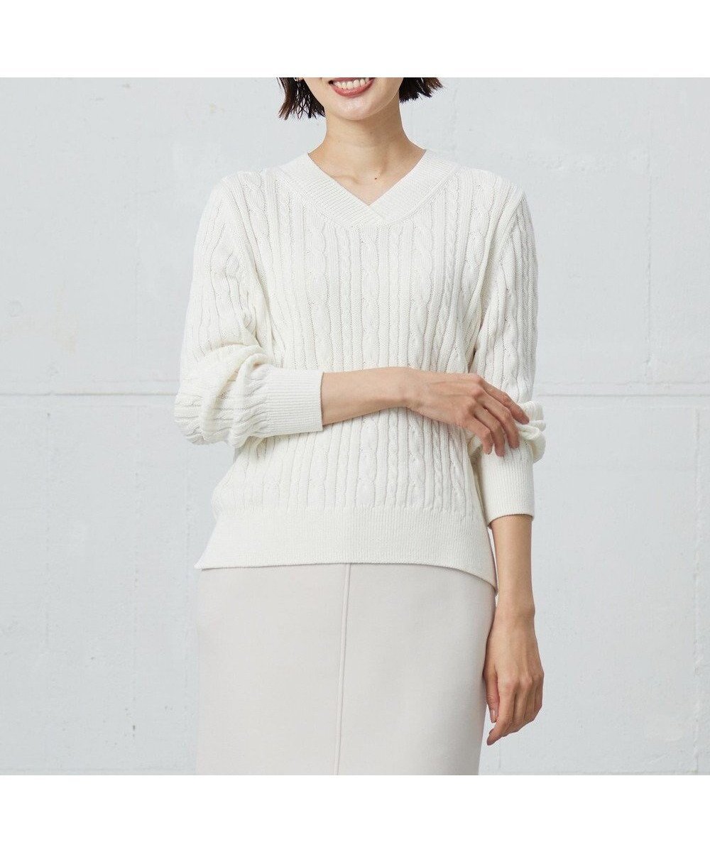 【ジェイ プレス/J.PRESS】の【洗える】GIZA MERCERIZE COTTON ケーブル ニット インテリア・キッズ・メンズ・レディースファッション・服の通販 founy(ファニー) 　ファッション　Fashion　レディースファッション　Fashion for Women　トップス・カットソー　Cut & Sew Tops　ニット　Knit Tops & Sweaters　クラシック　Classic, Timeless Style　シルク　Silk, 100% Silk　シルケット　Silket, Silky Cotton　スリット　Slit, Slit Detail　セーター　Sweater, Knitwear　エレガント 上品　Elegant　夏　Summer　春　Spring　S/S・春夏　SS, Spring/Summer, Warm Season　洗える　Machine Washable　ホワイト系|ID: prp329100004528236 ipo3291000000032651756