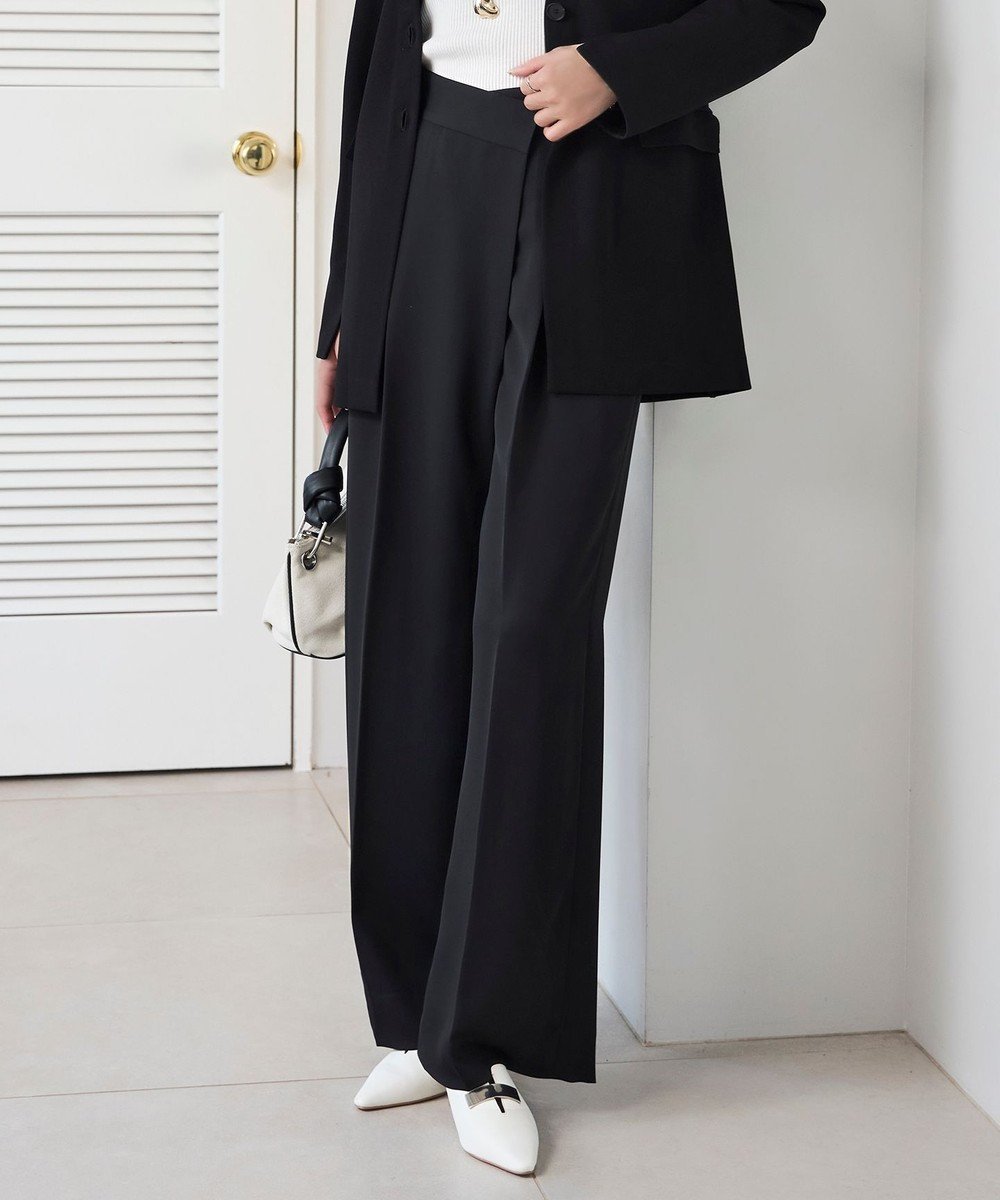 【アイシービー/iCB】の【洗える】シルフィルダブルクロス ワイドパンツ インテリア・キッズ・メンズ・レディースファッション・服の通販 founy(ファニー) 　ファッション　Fashion　レディースファッション　Fashion for Women　パンツ　Pants & Trousers　春　Spring　洗える　Machine Washable　シルク　Silk, 100% Silk　センター　Center, Center Line　ダブル　Double, Double-Breasted　ドレープ　Drape, Draping Fabric　ラップ　Wrap, Wrap Design　ワイド　Wide, Wide Fit　S/S・春夏　SS, Spring/Summer, Warm Season　おすすめ　Recommended / Our Picks　夏　Summer　2025年　2025　2025春夏・S/S　Spring/Summer 2025 SS25　ブラック系|ID: prp329100004528244 ipo3291000000032514231