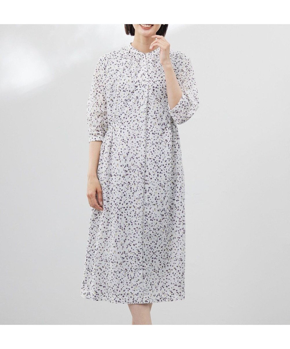 【ジェイ プレス/J.PRESS】の【洗える】スパンローンフラワープリント ワンピース 人気、トレンドファッション・服の通販 founy(ファニー) 　ファッション　Fashion　レディースファッション　Fashion for Women　ワンピース　Dresses　エレガント 上品　Elegant　スタンド　Stand Collar, Upright Stand　フラワー　Flower, Floral　プリント　Print, Printed Pattern　リボン　Ribbon, Bow　リラックス　Relax, Relaxed Fit　夏　Summer　春　Spring　S/S・春夏　SS, Spring/Summer, Warm Season　洗える　Machine Washable　 other-1|ID: prp329100004528269 ipo3291000000036287282