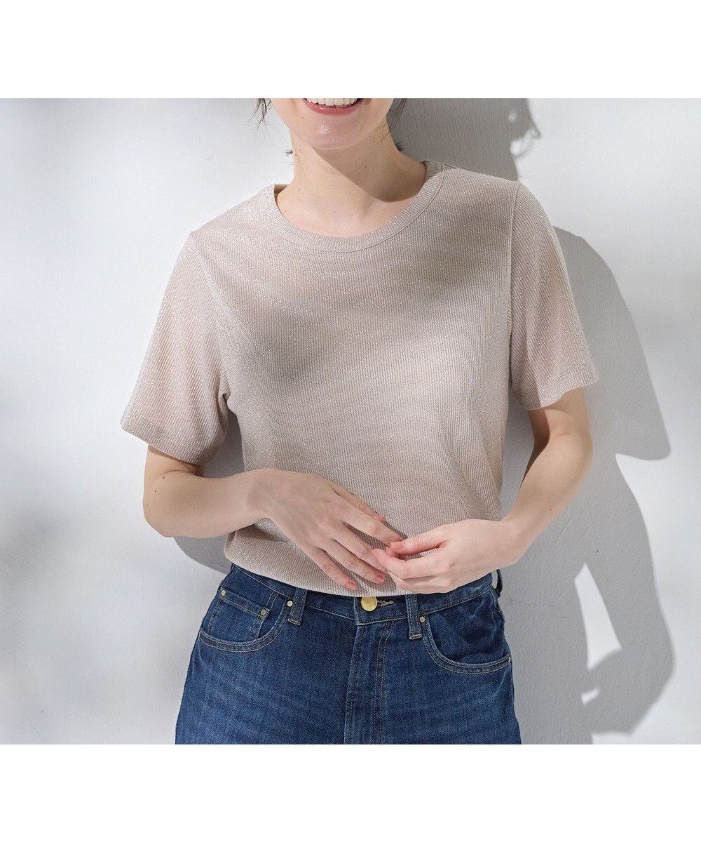 【エニィファム/any FAM】の【洗濯機可】ラメテレコTシャツ インテリア・キッズ・メンズ・レディースファッション・服の通販 founy(ファニー) 　ファッション　Fashion　レディースファッション　WOMEN　トップス・カットソー　Tops/Tshirt　シャツ/ブラウス　Shirts/Blouses　ロング / Tシャツ　T-Shirts　カットソー　Cut and Sewn　NEW・新作・新着・新入荷　New Arrivals　おすすめ　Recommend　インナー　Inner　カットソー　Cut And Sew　シンプル　Simple　テレコ　Tereko　デニム　Denim　トレンド　Trend　ボトム　Bottom　エレガント 上品　Elegant　夏　Summer　春　Spring　S/S・春夏　Ss・Spring/Summer　ベージュラメ|ID: prp329100004528313 ipo3291000000032020155