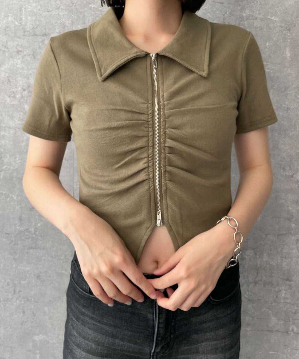 【ウィゴー/WEGO】のフロントギャザーWジップT 人気、トレンドファッション・服の通販 founy(ファニー) 　ファッション　Fashion　レディースファッション　WOMEN　トップス・カットソー　Tops/Tshirt　シャツ/ブラウス　Shirts/Blouses　ロング / Tシャツ　T-Shirts　カットソー　Cut and Sewn　NEW・新作・新着・新入荷　New Arrivals　カットソー　Cut And Sew　ギャザー　Gather　クロップド　Cropped　ジップ　Zip　スマホ　Smartphone　フロント　Front　半袖　Short Sleeve　夏　Summer　春　Spring　S/S・春夏　Ss・Spring/Summer　 other-1|ID: prp329100004528328 ipo3291000000032020212