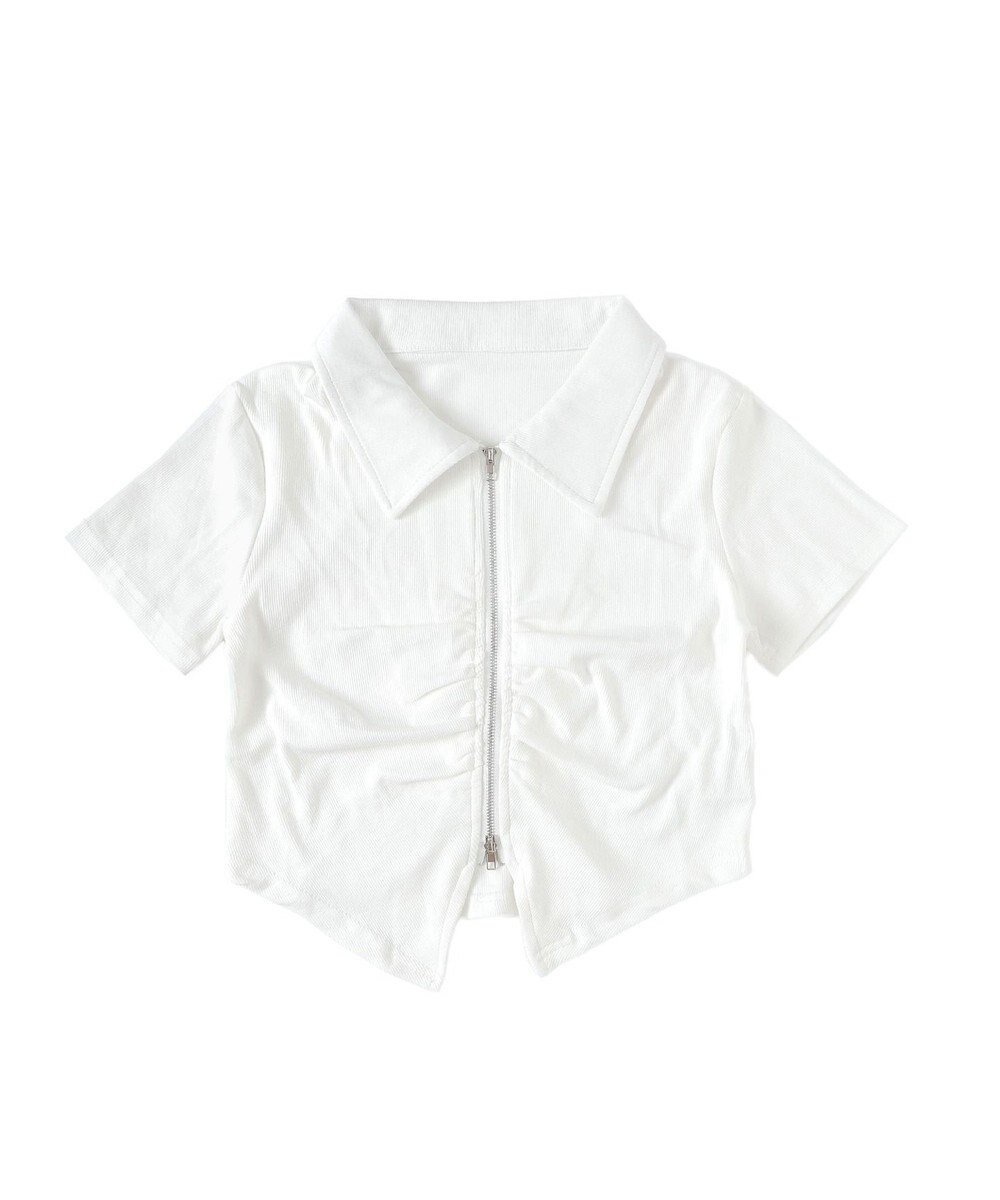 【ウィゴー/WEGO】のフロントギャザーWジップT インテリア・キッズ・メンズ・レディースファッション・服の通販 founy(ファニー) 　ファッション　Fashion　レディースファッション　WOMEN　トップス・カットソー　Tops/Tshirt　シャツ/ブラウス　Shirts/Blouses　ロング / Tシャツ　T-Shirts　カットソー　Cut and Sewn　NEW・新作・新着・新入荷　New Arrivals　カットソー　Cut And Sew　ギャザー　Gather　クロップド　Cropped　ジップ　Zip　スマホ　Smartphone　フロント　Front　半袖　Short Sleeve　夏　Summer　春　Spring　S/S・春夏　Ss・Spring/Summer　オフホワイト|ID: prp329100004528328 ipo3291000000032020219