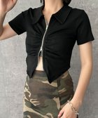 【ウィゴー/WEGO】のフロントギャザーWジップT ブラック|ID: prp329100004528328 ipo3291000000032020222