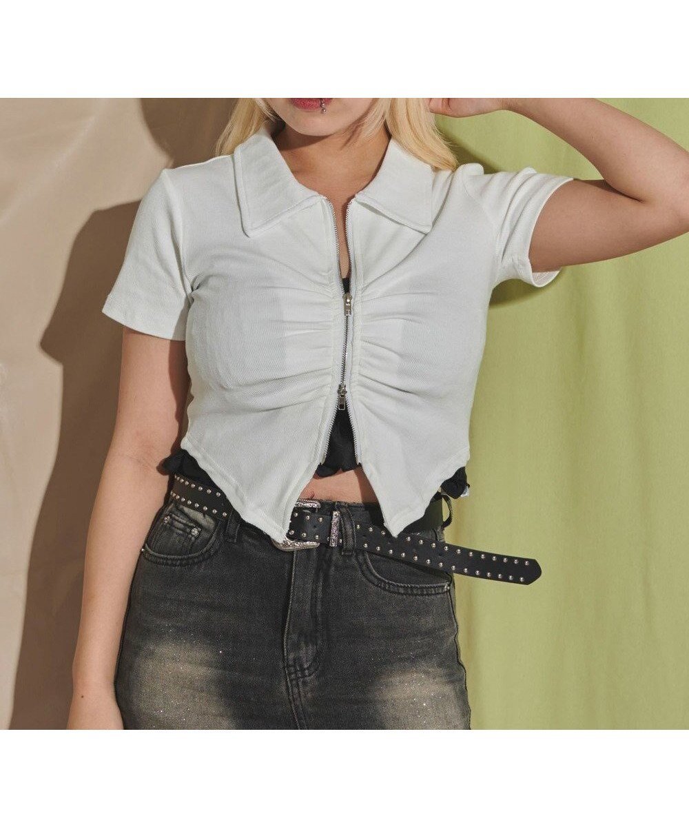 【ウィゴー/WEGO】のフロントギャザーWジップT インテリア・キッズ・メンズ・レディースファッション・服の通販 founy(ファニー) 　ファッション　Fashion　レディースファッション　Fashion for Women　トップス・カットソー　Cut & Sew Tops　シャツ・ブラウス・オフィスカジュアル　Elegant Blouses & Button-Ups　ロングTシャツ・Tシャツ　Longline T-Shirts & Tees　カットソー・ベーシックTシャツ　Cut-and-Sewn Tops / Stretch Tees & Basics　カットソー　Cut and Sewn Top　ギャザー　Gathered, Ruffled　クロップド　Cropped, Short Length　ジップ　Zip, Zipper　スマホ　Smartphone, Mobile Device　フロント　Front, Front Design　半袖　Short Sleeve, Half Sleeve　夏　Summer　春　Spring　S/S・春夏　SS, Spring/Summer, Warm Season　オフホワイト|ID: prp329100004528328 ipo3291000000032730826