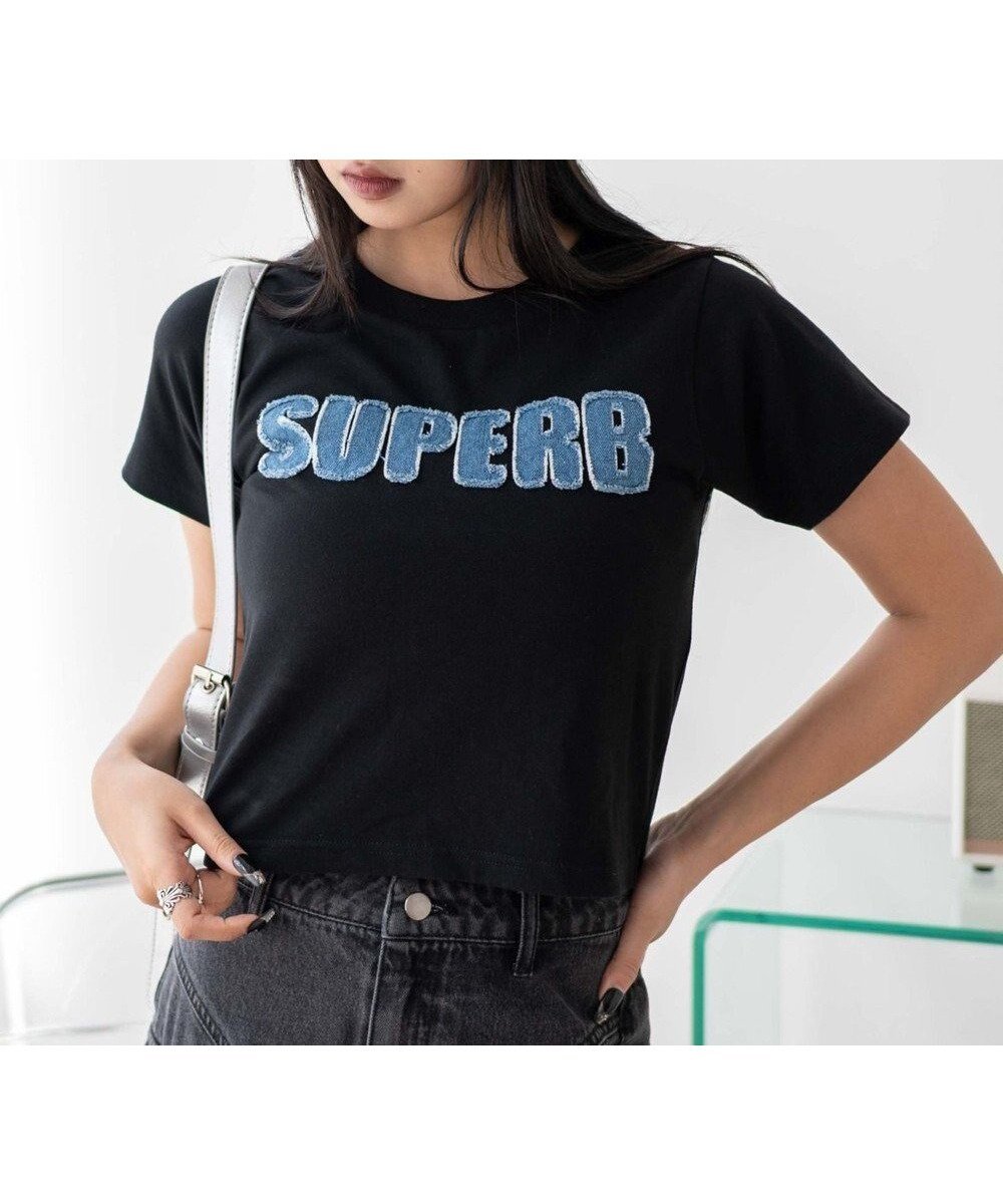 【ウィゴー/WEGO】のデニムロゴT インテリア・キッズ・メンズ・レディースファッション・服の通販 founy(ファニー) 　ファッション　Fashion　レディースファッション　WOMEN　トップス・カットソー　Tops/Tshirt　シャツ/ブラウス　Shirts/Blouses　ロング / Tシャツ　T-Shirts　カットソー　Cut and Sewn　NEW・新作・新着・新入荷　New Arrivals　カットソー　Cut And Sew　スマホ　Smartphone　デニム　Denim　ボトム　Bottom　半袖　Short Sleeve　夏　Summer　定番　Standard　春　Spring　S/S・春夏　Ss・Spring/Summer　ブラック|ID: prp329100004528374 ipo3291000000032020394