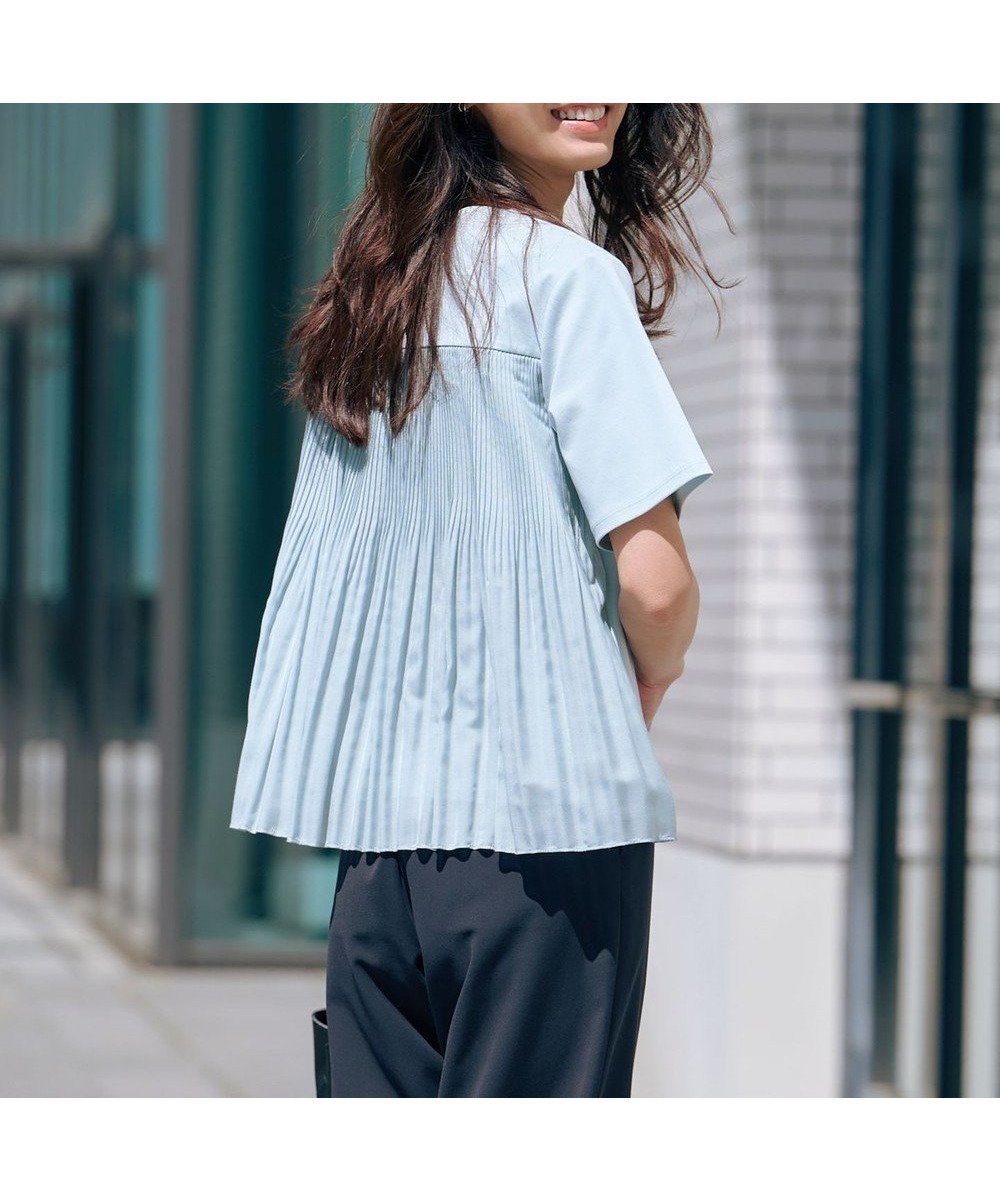 【ジェイ プレス/J.PRESS】の【洗える】コットンスムース バック プリーツ カットソー インテリア・キッズ・メンズ・レディースファッション・服の通販 founy(ファニー) 　ファッション　Fashion　レディースファッション　Fashion for Women　トップス・カットソー　Cut & Sew Tops　シャツ・ブラウス・オフィスカジュアル　Elegant Blouses & Button-Ups　ロングTシャツ・Tシャツ　Longline T-Shirts & Tees　カットソー・ベーシックTシャツ　Cut-and-Sewn Tops / Stretch Tees & Basics　春　Spring　洗える　Machine Washable　カットソー　Cut and Sewn Top　シアー　Sheer, See-Through　シルケット　Silket, Silky Cotton　センター　Center, Center Line　ドッキング　Docking, Mixed Material　プリーツ　Pleats, Pleated　ヨーク　Yoke, Yoke Design　ランダム　Random, Irregular　S/S・春夏　SS, Spring/Summer, Warm Season　夏　Summer　エレガント 上品　Elegant　アクアグリーン系|ID: prp329100004528415 ipo3291000000033642770