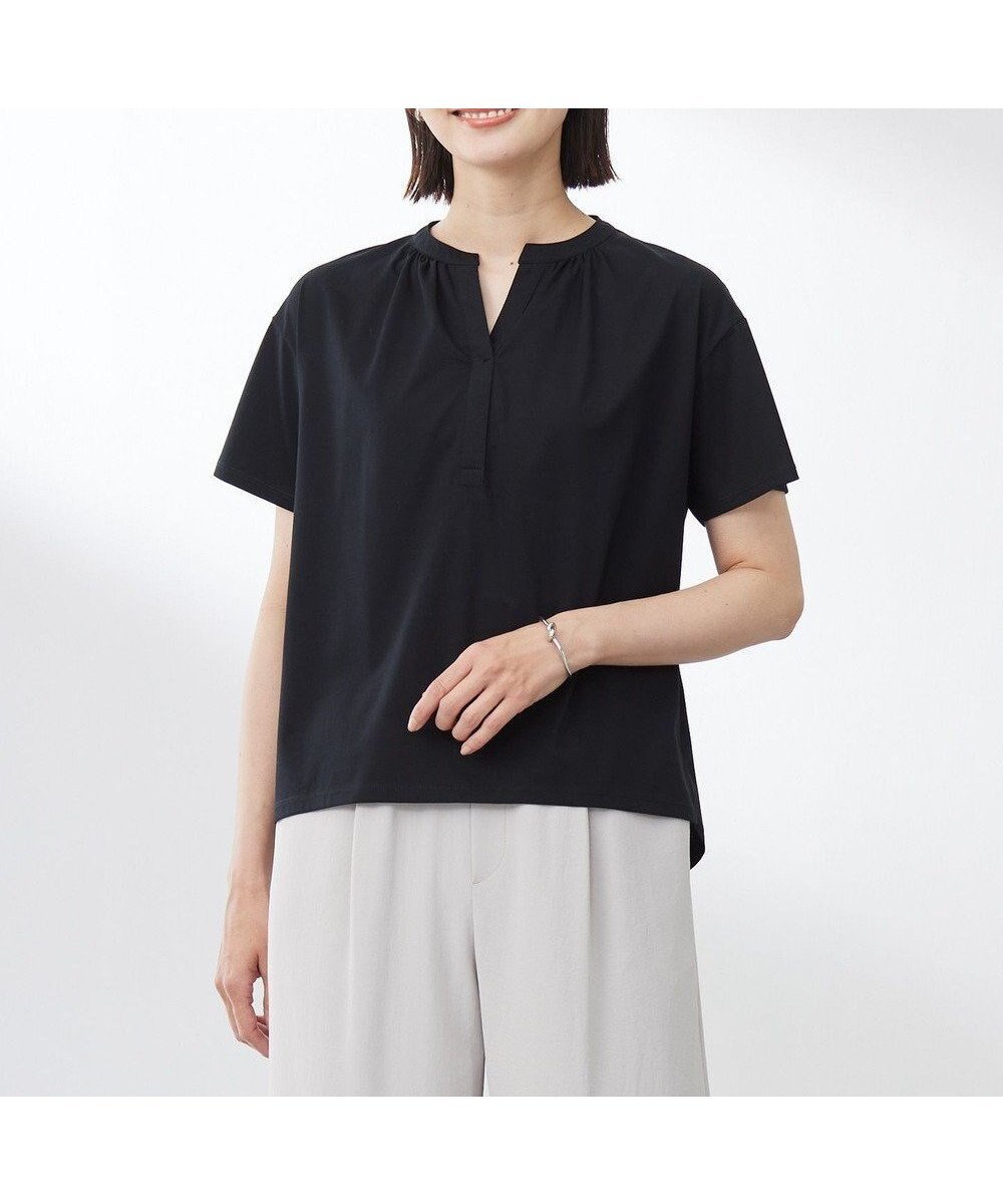 【ジェイ プレス/J.PRESS】の【洗える・接触冷感】プレーティングジャージー バンドカラー カットソー インテリア・キッズ・メンズ・レディースファッション・服の通販 founy(ファニー) 　ファッション　Fashion　レディースファッション　WOMEN　トップス・カットソー　Tops/Tshirt　シャツ/ブラウス　Shirts/Blouses　ロング / Tシャツ　T-Shirts　カットソー　Cut and Sewn　春　Spring　洗える　Washable　カットソー　Cut And Sew　シルケット　Mercerization　なめらか　Smooth　バランス　Balance　S/S・春夏　Ss・Spring/Summer　NEW・新作・新着・新入荷　New Arrivals　夏　Summer　エレガント 上品　Elegant　ブラック系|ID: prp329100004528444 ipo3291000000032020703