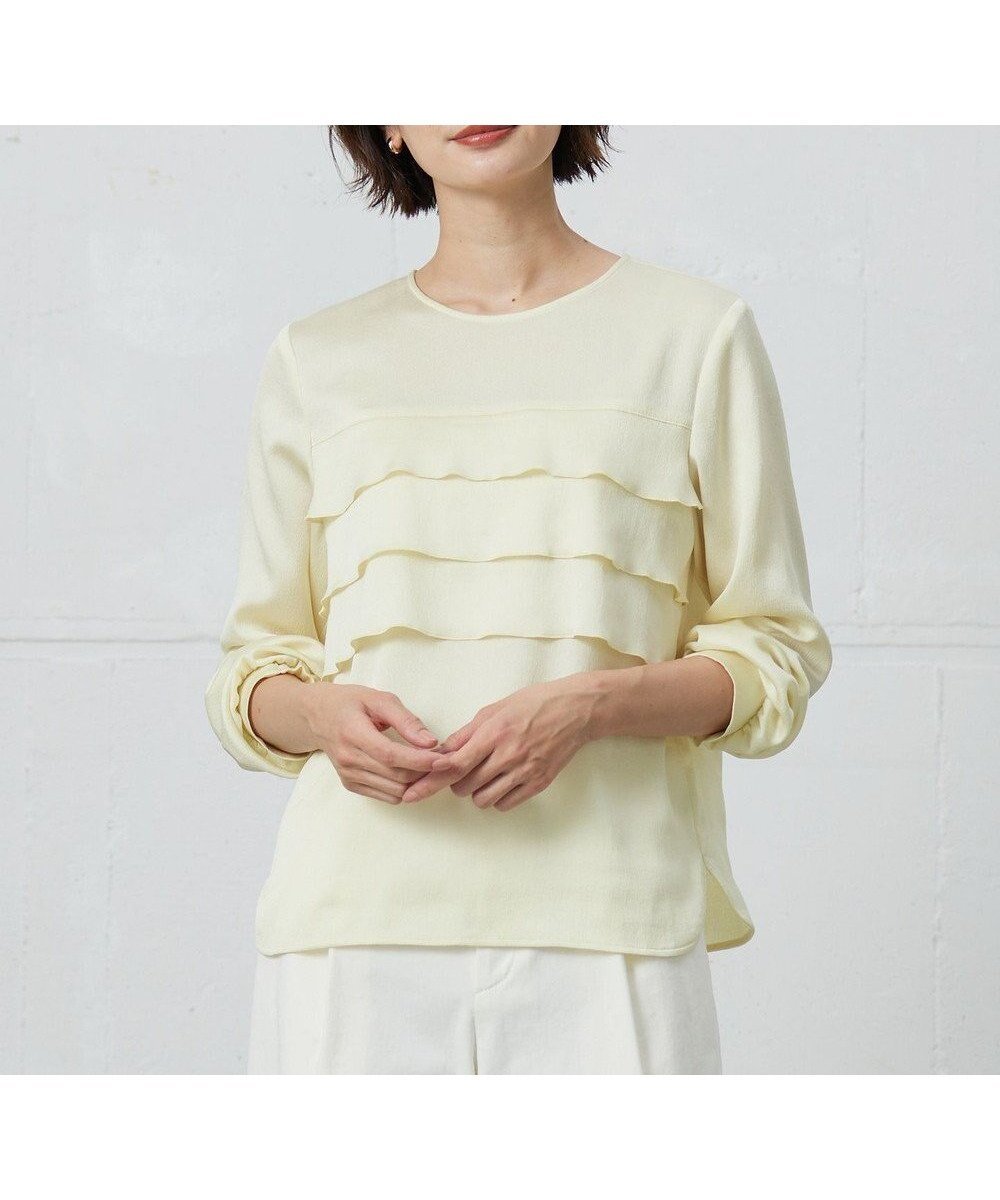 【ジェイ プレス/J.PRESS】の【洗える】ヴィンテージWAVE ブラウス インテリア・キッズ・メンズ・レディースファッション・服の通販 founy(ファニー) 　ファッション　Fashion　レディースファッション　Fashion for Women　トップス・カットソー　Cut & Sew Tops　シャツ・ブラウス・オフィスカジュアル　Elegant Blouses & Button-Ups　シャーリング　Shirring, Ruched　ストレッチ　Stretch, Stretchy Fabric　デニム　Denim, Jeans Material　バランス　Balance, Style Balance　フリル　Frill, Ruffle　ヴィンテージ　Vintage Style　夏　Summer　春　Spring　S/S・春夏　SS, Spring/Summer, Warm Season　洗える　Machine Washable　イエロー系|ID: prp329100004529477 ipo3291000000032686412