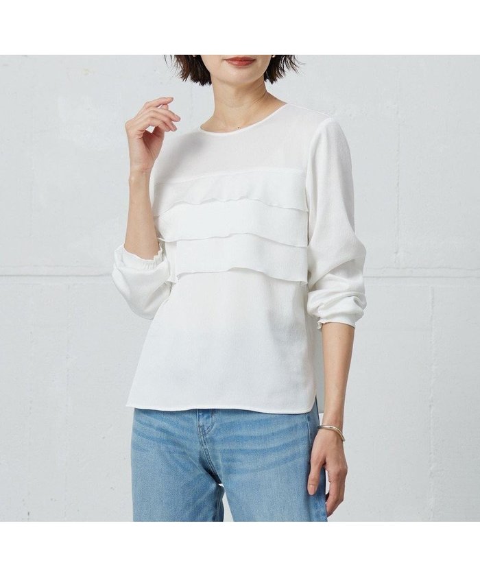 【ジェイ プレス/J.PRESS】の【洗える】ヴィンテージWAVE ブラウス インテリア・キッズ・メンズ・レディースファッション・服の通販 founy(ファニー) https://founy.com/ ファッション Fashion レディースファッション Fashion for Women トップス・カットソー Cut & Sew Tops シャツ・ブラウス・オフィスカジュアル Elegant Blouses & Button-Ups シャーリング Shirring, Ruched ストレッチ Stretch, Stretchy Fabric デニム Denim, Jeans Material バランス Balance, Style Balance フリル Frill, Ruffle ヴィンテージ Vintage Style 夏 Summer 春 Spring S/S・春夏 SS, Spring/Summer, Warm Season 洗える Machine Washable |ID: prp329100004529477 ipo3291000000036255491