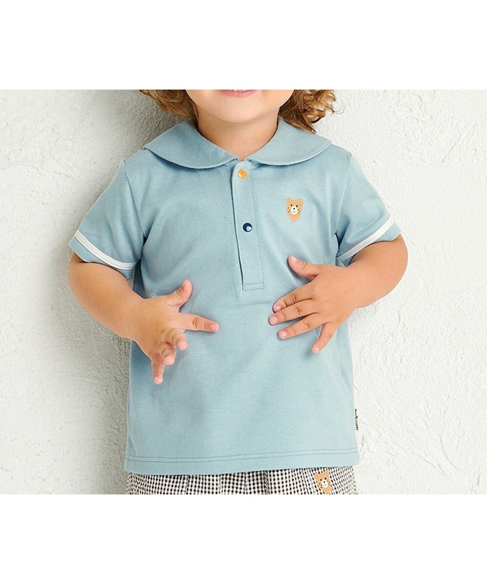【ミキハウスホットビスケッツ/MIKI HOUSE HOT BISCUITS / KIDS】の【70-110cm】 くま耳 セーラーカラー半袖Tシャツ インテリア・キッズ・メンズ・レディースファッション・服の通販 founy(ファニー) 　ファッション　Fashion　キッズファッション　KIDS　トップス・カットソー　Tops/Tees/Kids　インナー　Inner　春　Spring　カットソー　Cut And Sew　カラフル　Colorful　サッカー　Soccer　シンプル　Simple　人気　Popularity　ベビー　Baby　半袖　Short Sleeve　A/W・秋冬　Aw・Autumn/Winter・Fw・Fall-Winter　S/S・春夏　Ss・Spring/Summer　おすすめ　Recommend　夏　Summer　ギフト プレゼント　Gift Present　ストームブルー|ID: prp329100004529490 ipo3291000000032025385