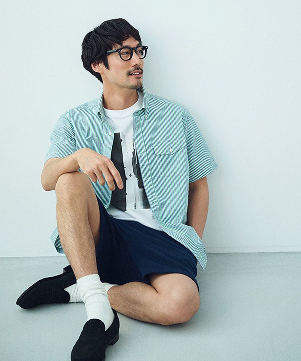 【ジェイ プレス/J.PRESS / MEN】の風が通るシアサッカーの清涼感【吸水速乾 / 高通気性】【クールマックス】サッカーストライプ シャツ / B.D. インテリア・キッズ・メンズ・レディースファッション・服の通販 founy(ファニー) 　ファッション　Fashion　メンズファッション　Fashion for Men　トップス・カットソー　Cut & Sew Tops　メンズシャツ　Shirts　インナー　Innerwear　春　Spring　吸水　Absorbent, Quick-Dry　サッカー　Seersucker, Summer Fabric　シンプル　Simple, Minimal　ストライプ　Stripe, Striped Pattern　ドレス　Dress, One-Piece　定番　Standard, Basic Item　バランス　Balance, Style Balance　フィット　Fit, Slim Fit　フラップ　Flap, Flap Pocket　プリント　Print, Printed Pattern　ベーシック　Basic, Essential　ポケット　Pocket, Pocket Detail　羽織　Haori, Light Jacket　メンズ　Men's, Menswear　S/S・春夏　SS, Spring/Summer, Warm Season　再入荷　Restock / Back in Stock　夏　Summer　エレガント 上品　Elegant　グリーン系1|ID: prp329100004529514 ipo3291000000033170690