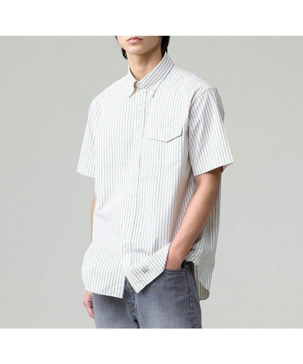 【ジェイ プレス/J.PRESS / MEN】の風が通るシアサッカーの清涼感【吸水速乾 / 高通気性】【クールマックス】サッカーストライプ シャツ / B.D. インテリア・キッズ・メンズ・レディースファッション・服の通販 founy(ファニー) ファッション Fashion メンズファッション Fashion for Men トップス・カットソー Cut & Sew Tops メンズシャツ Shirts インナー Innerwear 春 Spring 吸水 Absorbent, Quick-Dry サッカー Seersucker, Summer Fabric シンプル Simple, Minimal ストライプ Stripe, Striped Pattern ドレス Dress, One-Piece 定番 Standard, Basic Item バランス Balance, Style Balance フィット Fit, Slim Fit フラップ Flap, Flap Pocket プリント Print, Printed Pattern ベーシック Basic, Essential ポケット Pocket, Pocket Detail 羽織 Haori, Light Jacket メンズ Men's, Menswear S/S・春夏 SS, Spring/Summer, Warm Season 夏 Summer エレガント 上品 Elegant イエロー系1|ID: prp329100004529514 ipo3291000000034364780