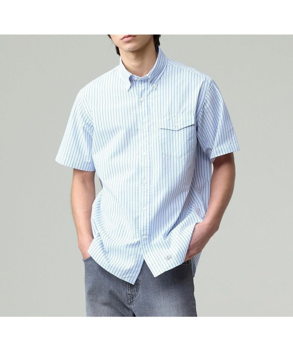 【ジェイ プレス/J.PRESS / MEN】の風が通るシアサッカーの清涼感【吸水速乾 / 高通気性】【クールマックス】サッカーストライプ シャツ / B.D. インテリア・キッズ・メンズ・レディースファッション・服の通販 founy(ファニー) ファッション Fashion メンズファッション Fashion for Men トップス・カットソー Cut & Sew Tops メンズシャツ Shirts インナー Innerwear 春 Spring 吸水 Absorbent, Quick-Dry サッカー Seersucker, Summer Fabric シンプル Simple, Minimal ストライプ Stripe, Striped Pattern ドレス Dress, One-Piece 定番 Standard, Basic Item バランス Balance, Style Balance フィット Fit, Slim Fit フラップ Flap, Flap Pocket プリント Print, Printed Pattern ベーシック Basic, Essential ポケット Pocket, Pocket Detail 羽織 Haori, Light Jacket メンズ Men's, Menswear S/S・春夏 SS, Spring/Summer, Warm Season 夏 Summer エレガント 上品 Elegant サックスブルー系1|ID: prp329100004529514 ipo3291000000034364782