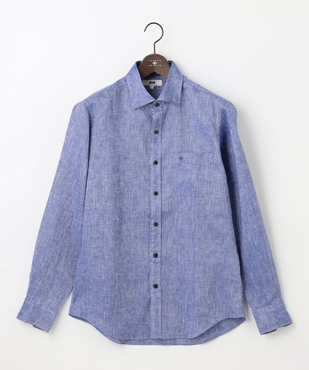 【ジョセフ アブード/JOSEPH ABBOUD / MEN】の【麻100%・軽い・涼しい】モイスチャーリネン シャツ インテリア・キッズ・メンズ・レディースファッション・服の通販 founy(ファニー) 　ファッション　Fashion　メンズファッション　Fashion for Men　トップス・カットソー　Cut & Sew Tops　メンズシャツ　Shirts　おすすめ　Recommended / Our Picks　シャンブレー　Chambray, Denim-Like Fabric　夏　Summer　春　Spring　S/S・春夏　SS, Spring/Summer, Warm Season　羽織　Haori, Light Jacket　ブルー系|ID: prp329100004529525 ipo3291000000032695412