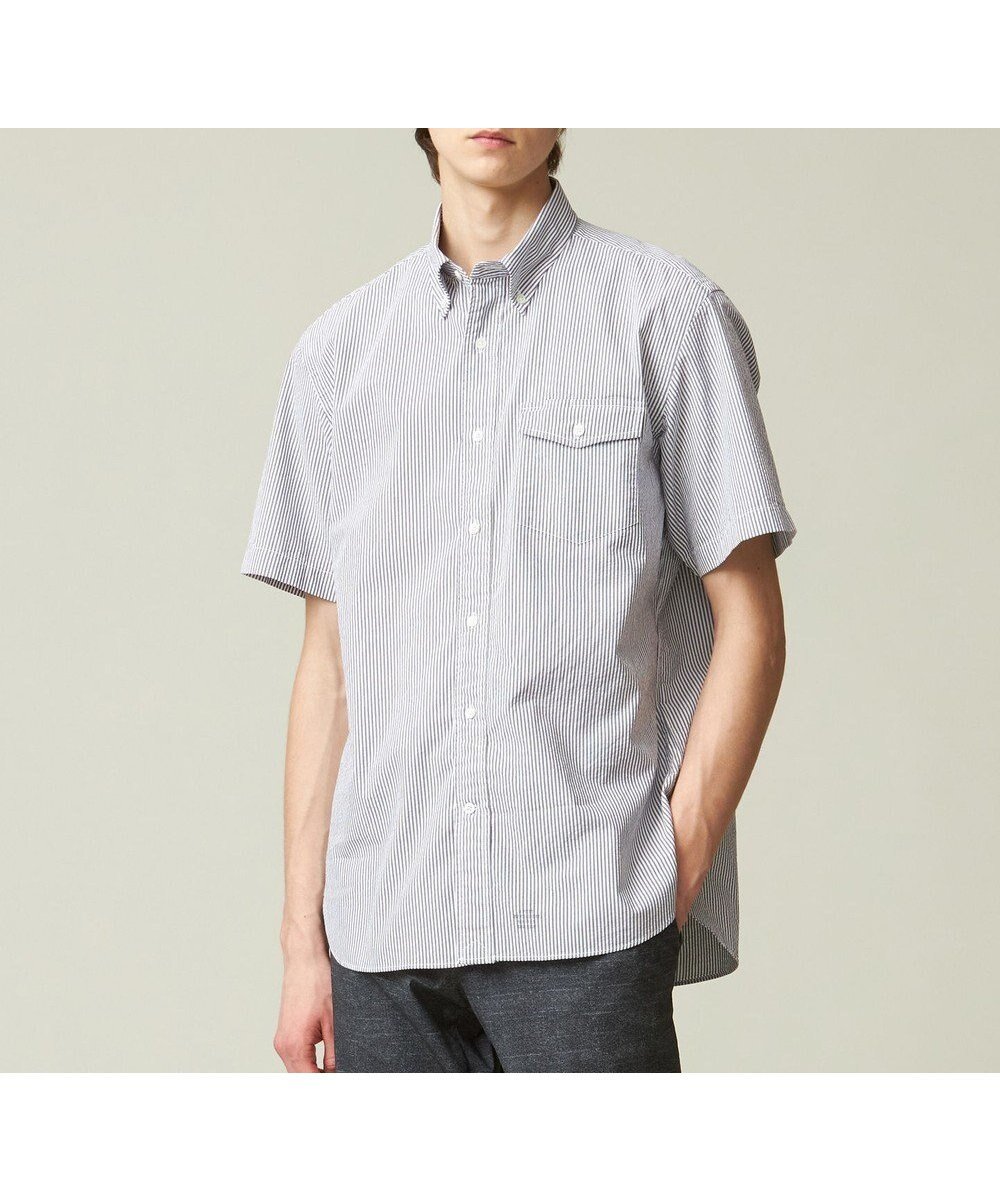 【ジェイ プレス/J.PRESS / MEN】の【クールマックス】サッカーストライプ/マイクロギンガムチェック シャツ/B.D インテリア・キッズ・メンズ・レディースファッション・服の通販 founy(ファニー) 　ファッション　Fashion　メンズファッション　Men's Style Online　トップス・カットソー　Tops/Tshirt/Men　シャツ　Shirts　インナー　Inner　春　Spring　吸水　Water Absorption　サッカー　Soccer　シンプル　Simple　ストライプ　Stripe　ドレス　Dress　定番　Standard　バランス　Balance　フィット　Fit　フラップ　Flap　プリント　Print　ベーシック　Basic　ポケット　Pocket　羽織　Haori　メンズ　Mens　S/S・春夏　Ss・Spring/Summer　再入荷　Restock/Back In Stock/Re Arrival　夏　Summer　ネイビー系1|ID: prp329100004529535 ipo3291000000032649593