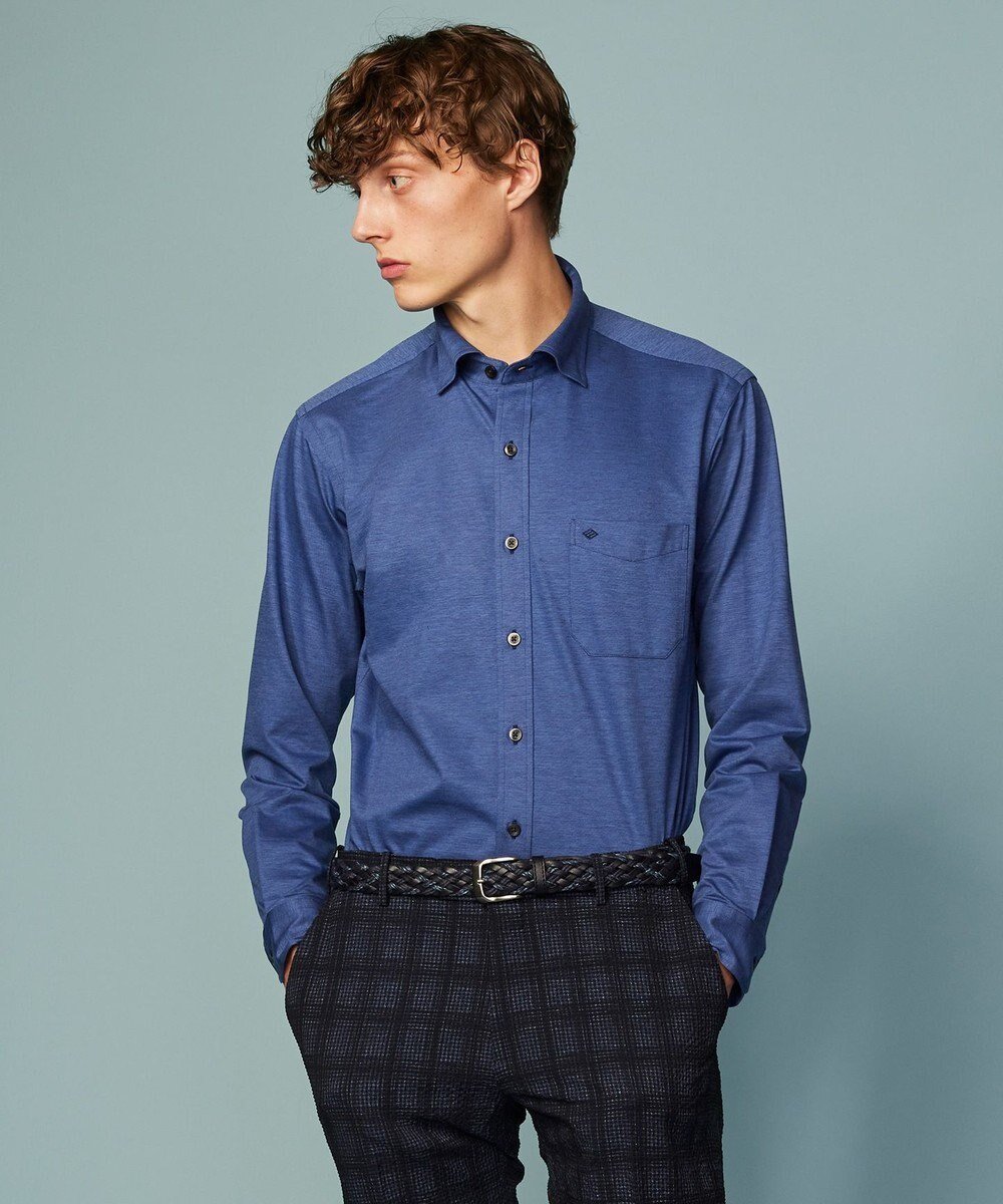 【ジョセフ アブード/JOSEPH ABBOUD / MEN】の【ストレッチで快適な着心地・イージーケア】ジャージー シャツ インテリア・キッズ・メンズ・レディースファッション・服の通販 founy(ファニー) ファッション Fashion メンズファッション Fashion for Men トップス・カットソー Cut & Sew Tops メンズシャツ Shirts ウォッシュ Washed Finish ストレッチ Stretch, Stretchy Fabric ポケット Pocket, Pocket Detail 夏 Summer S/S・春夏 SS, Spring/Summer, Warm Season A/W・秋冬 Autumn/Winter ダルブルー系|ID: prp329100004529558 ipo3291000000033640144