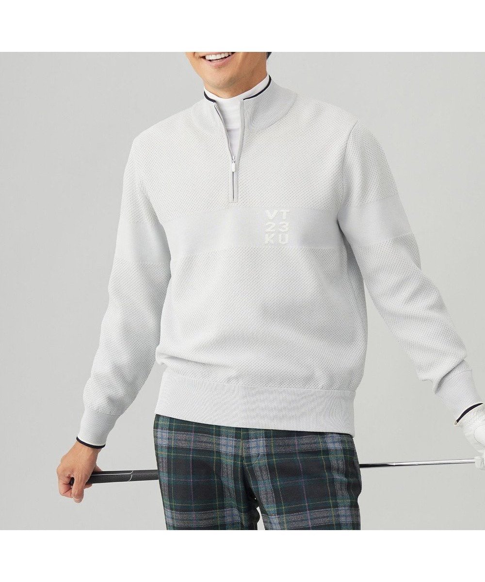 【23区 ゴルフ/23区GOLF / MEN】の【MEN】【ウォッシャブル】ハーフジップニットプルオーバー インテリア・キッズ・メンズ・レディースファッション・服の通販 founy(ファニー) 　ファッション　Fashion　メンズファッション　MEN　トップス・カットソー　Tops/Tshirt/Men　ニット　Knit Tops　ウォッシャブル　Washable　セーター　Sweater　メッシュ　Mesh　再入荷　Restock/Back In Stock/Re Arrival　A/W・秋冬　Aw・Autumn/Winter・Fw・Fall-Winter　ライトグレー系|ID: prp329100004529563 ipo3291000000032025689