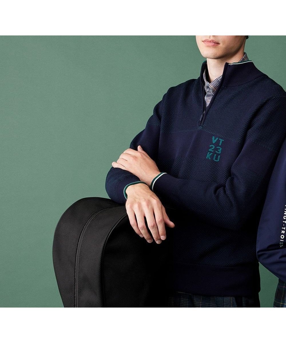 【23区 ゴルフ/23区GOLF / MEN】の【MEN】【ウォッシャブル】ハーフジップニットプルオーバー インテリア・キッズ・メンズ・レディースファッション・服の通販 founy(ファニー) 　ファッション　Fashion　メンズファッション　MEN　トップス・カットソー　Tops/Tshirt/Men　ニット　Knit Tops　ウォッシャブル　Washable　セーター　Sweater　メッシュ　Mesh　再入荷　Restock/Back In Stock/Re Arrival　A/W・秋冬　Aw・Autumn/Winter・Fw・Fall-Winter　ネイビー系|ID: prp329100004529563 ipo3291000000032025690