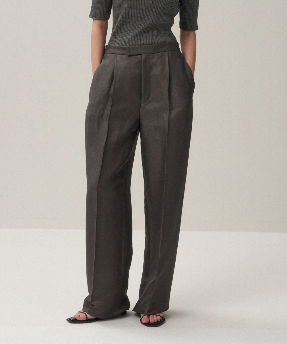 【エイトン/ATON】のLINEN CUPRA ストレートパンツ インテリア・キッズ・メンズ・レディースファッション・服の通販 founy(ファニー) 　ファッション　Fashion　レディースファッション　WOMEN　パンツ　Pants　キュプラ　Cupra　ストレート　Straight　スラックス　Slacks　センター　Center　ドレープ　Drape　リネン　Linen　夏　Summer　定番　Standard　春　Spring　S/S・春夏　Ss・Spring/Summer　CHARCOAL GRAY|ID: prp329100004529572 ipo3291000000032025739