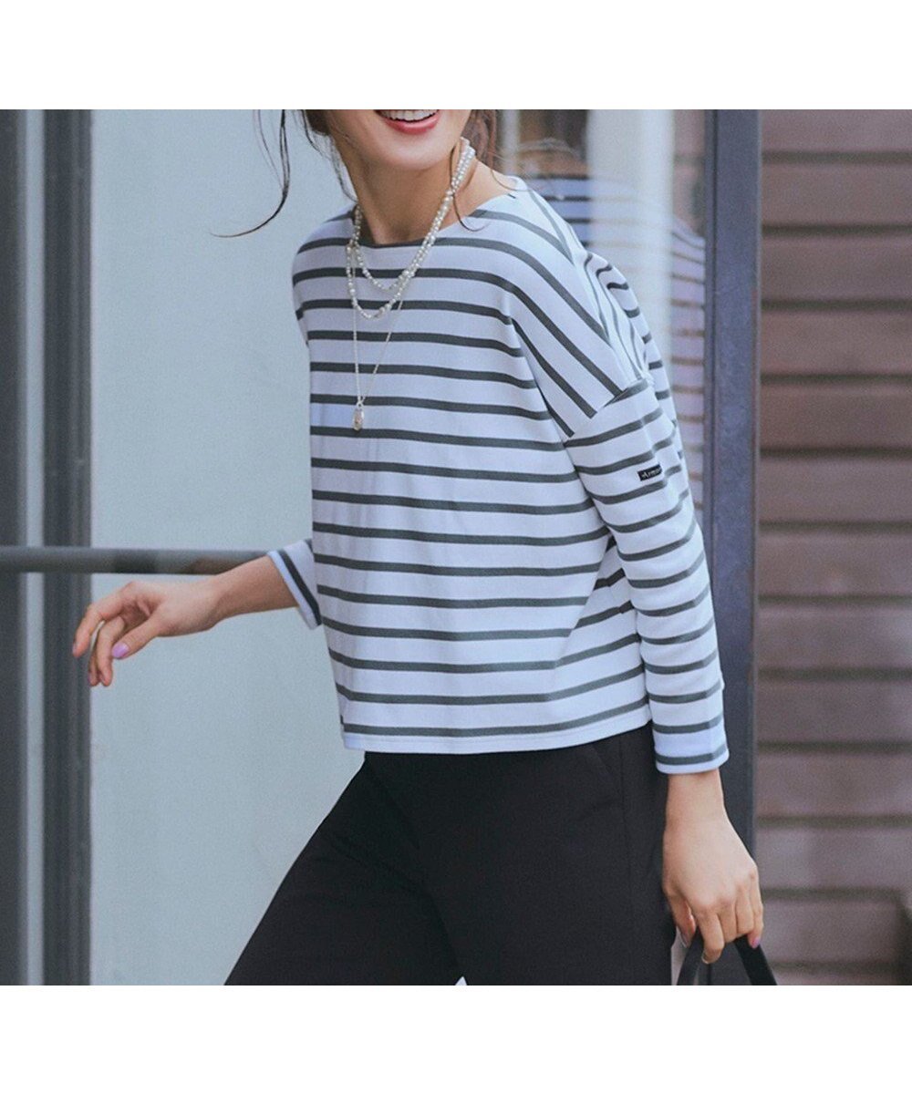 【23区/NIJYUSANKU】の【洗える】Armor-lux スムース クロップド ボーダー カットソー インテリア・キッズ・メンズ・レディースファッション・服の通販 founy(ファニー) 　ファッション　Fashion　レディースファッション　WOMEN　トップス・カットソー　Tops/Tshirt　シャツ/ブラウス　Shirts/Blouses　ロング / Tシャツ　T-Shirts　カットソー　Cut and Sewn　春　Spring　洗える　Washable　カットソー　Cut And Sew　クロップド　Cropped　コンパクト　Compact　ジャージー　Jersey　人気　Popularity　バスク　Basque　バランス　Balance　フィット　Fit　フランス　France　ボーダー　Border　羽織　Haori　ワーク　Work　S/S・春夏　Ss・Spring/Summer　夏　Summer　2025年　2025　2025春夏・S/S　Ss,Spring/Summer,2025　オフ×オリーブ|ID: prp329100004529594 ipo3291000000032318638
