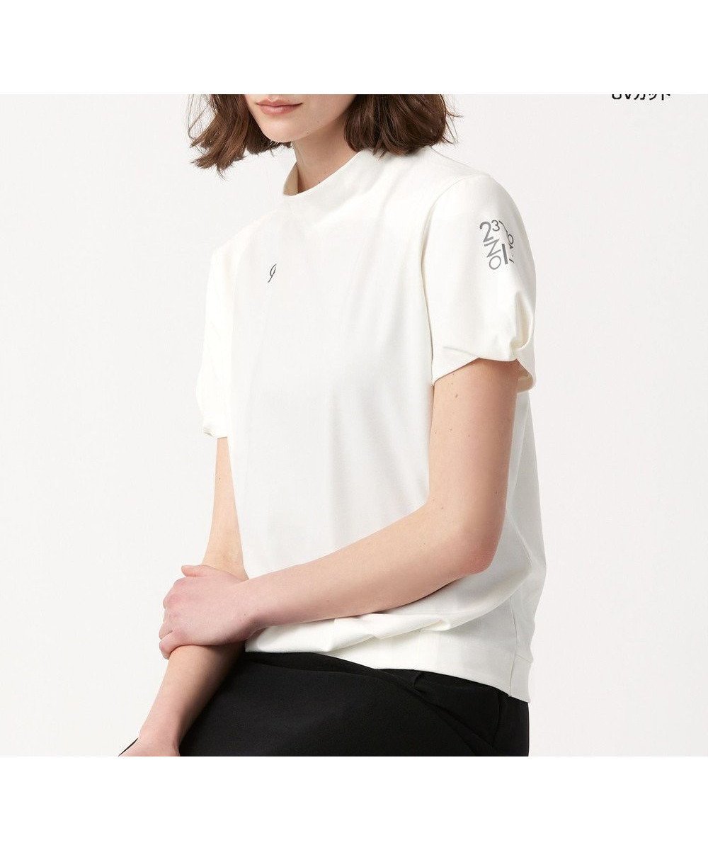 【23区 ゴルフ/NIJYUSANKU GOLF】の【23Fondation/WOMEN】【UVケア】モックネックシャツ インテリア・キッズ・メンズ・レディースファッション・服の通販 founy(ファニー) 　ファッション　Fashion　レディースファッション　WOMEN　トップス・カットソー　Tops/Tshirt　シャツ/ブラウス　Shirts/Blouses　ロング / Tシャツ　T-Shirts　カットソー　Cut and Sewn　春　Spring　カットソー　Cut And Sew　今季　This Season　切替　Switching　スポーティ　Sporty　バランス　Balance　ブラウジング　Browsing　S/S・春夏　Ss・Spring/Summer　夏　Summer　ホワイト系|ID: prp329100004529613 ipo3291000000032025956