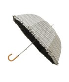 【ムーンバット/MOONBAT】の【晴雨兼用日傘】LANVIN en Bleu (ランバン オン ブルー) 長傘 ドビーフリル 遮光 遮熱 UV ダークグレー(ツイードプリント)|ID: prp329100004529624 ipo3291000000032026000