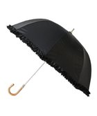 【ムーンバット/MOONBAT】の【晴雨兼用日傘】LANVIN en Bleu (ランバン オン ブルー) 長傘 ドビーフリル 遮光 遮熱 UV ブラック(無地)|ID: prp329100004529624 ipo3291000000032026001