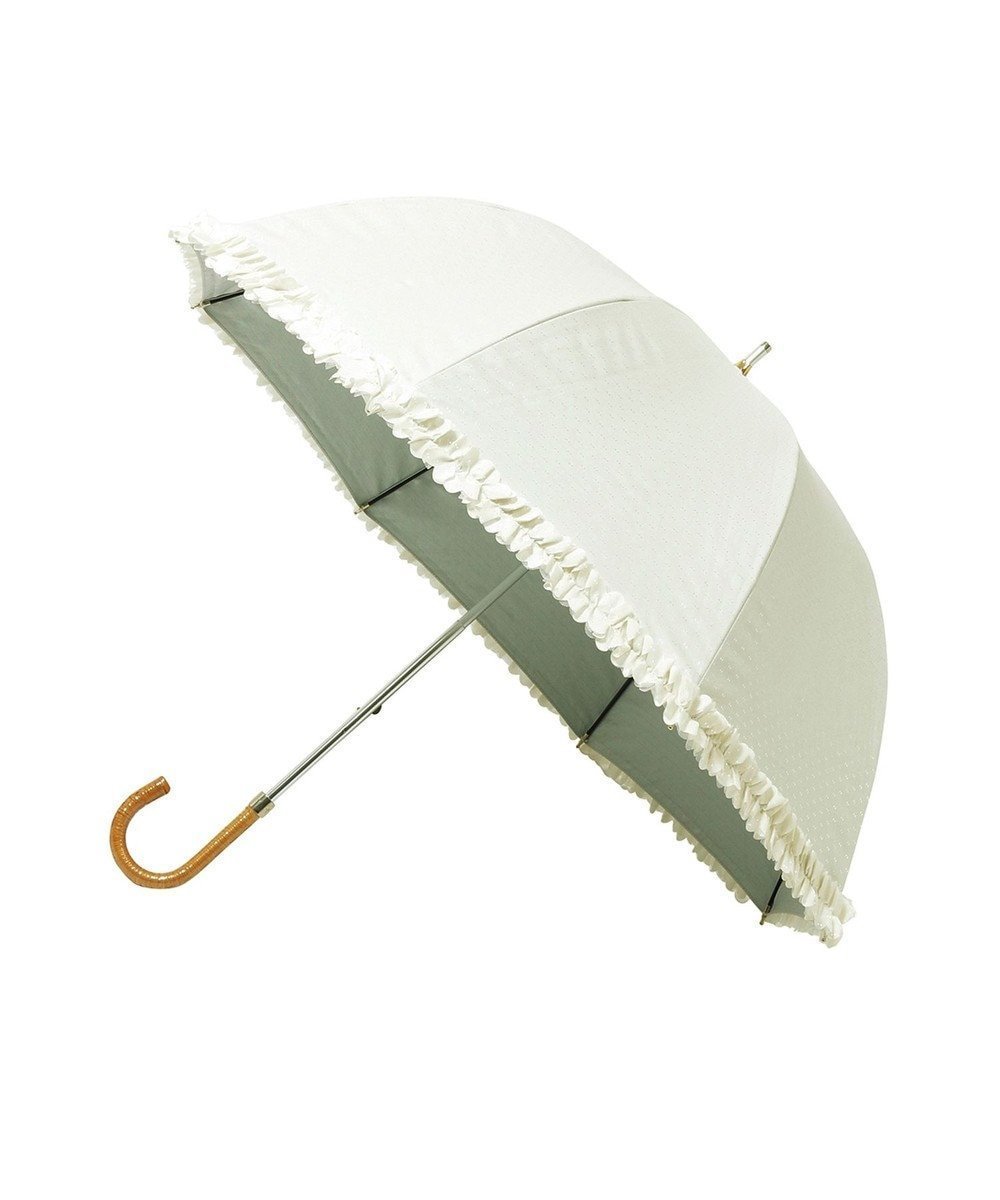 【ムーンバット/MOONBAT】の【晴雨兼用日傘】LANVIN en Bleu (ランバン オン ブルー) 長傘 ドビーフリル 遮光 遮熱 UV インテリア・キッズ・メンズ・レディースファッション・服の通販 founy(ファニー) 　ファッション　Fashion　レディースファッション　WOMEN　傘 / レイングッズ　Umbrellas/Rainwear　春　Spring　傘　Umbrella　フリル　Frills　日傘　Parasol　ミックス　Mix　リボン　Ribbon　S/S・春夏　Ss・Spring/Summer　夏　Summer　オフホワイト(無地)|ID: prp329100004529624 ipo3291000000032026002