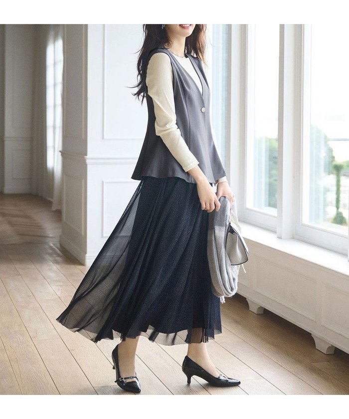 【エニィ スィス/any SiS】の【スタイリストコラボ】ジレ×ラメチュールスカート セットアップ インテリア・キッズ・メンズ・レディースファッション・服の通販 founy(ファニー) https://founy.com/ ファッション Fashion レディースファッション WOMEN アウター Coat Outerwear セットアップ Setup スカート Skirt インナー Inner 秋 Autumn/Fall ギャザー Gather セットアップ Set Up チュール Tulle トレンド Trend バランス Balance フレア Flare ペプラム Peplum マキシ Maxi A/W・秋冬 Aw・Autumn/Winter・Fw・Fall-Winter おすすめ Recommend 夏 Summer |ID: prp329100004529634 ipo3291000000032026038