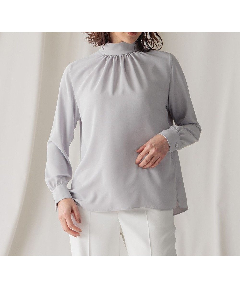 【ベイジ,/BEIGE,】のEVA / ハイネックロングスリーブブラウス インテリア・キッズ・メンズ・レディースファッション・服の通販 founy(ファニー) ファッション Fashion レディースファッション Fashion for Women トップス・カットソー Cut & Sew Tops シャツ・ブラウス・オフィスカジュアル Elegant Blouses & Button-Ups とろみ Fluid, Flowy Fabric インナー Innerwear エレガント 上品 Elegant ギャザー Gathered, Ruffled ジョーゼット Georgette, Semi-Sheer Fabric ストレッチ Stretch, Stretchy Fabric セレモニー Ceremony ハイネック High Neck, Mock Neck フォルム Silhouette, Form 今季 This Season, Current Season ビジネス 仕事 通勤 Business / Work / Commuting 夏 Summer 定番 Standard, Basic Item S/S・春夏 SS, Spring/Summer, Warm Season A/W・秋冬 Autumn/Winter 長袖 Long Sleeve, Full Sleeve Ice Blue|ID: prp329100004529640 ipo3291000000033603912