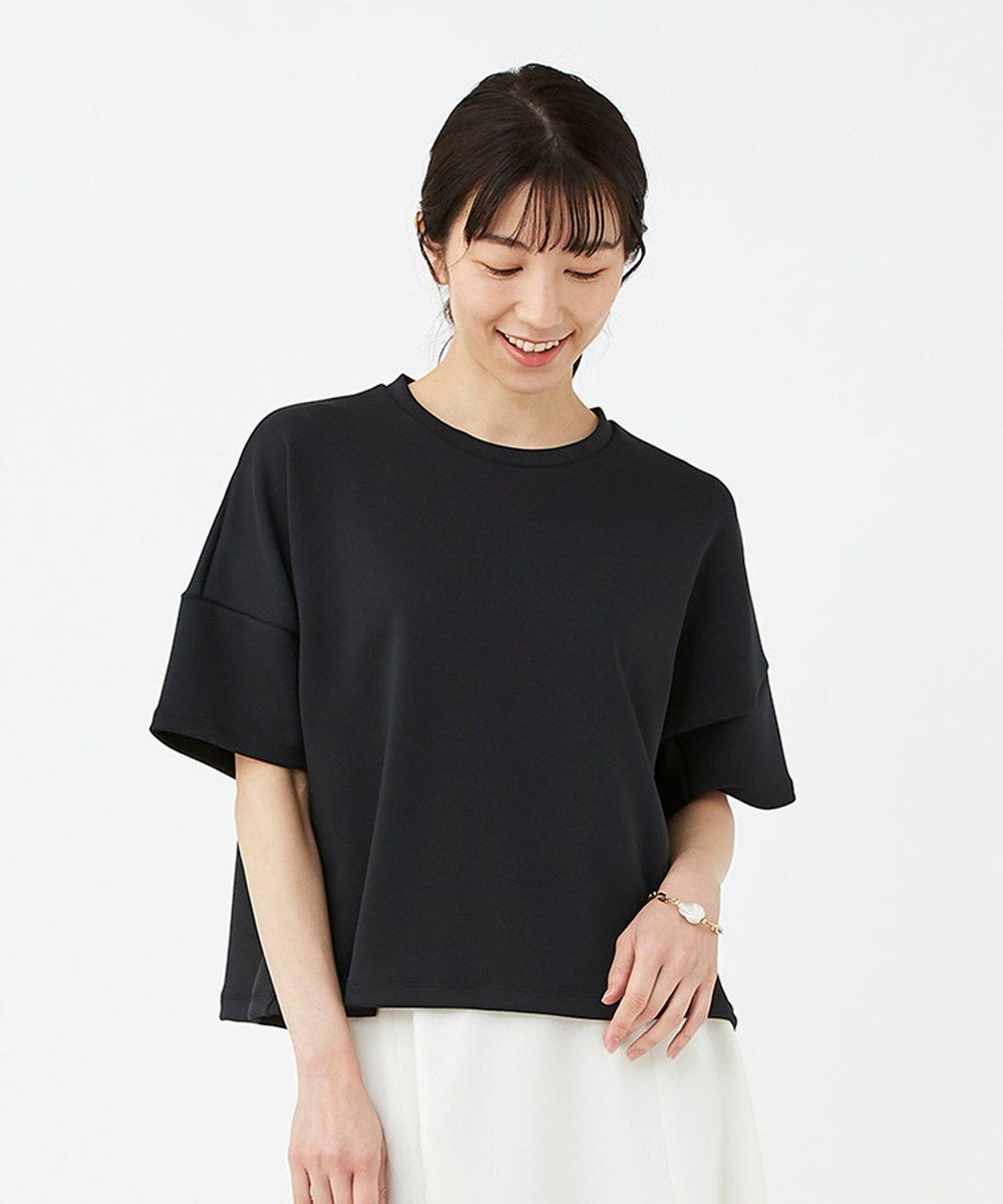 【カシヤマ/KASHIYAMA】の【抗菌繊維】スタイリッシュジャージー トップス インテリア・キッズ・メンズ・レディースファッション・服の通販 founy(ファニー) 　ファッション　Fashion　レディースファッション　Ladies' Fashion Online　トップス・カットソー　Tops/Tshirt　シャツ/ブラウス　Shirts/Blouses　ロング / Tシャツ　T-Shirts　カットソー　Cut and Sewn　春　Spring　カットソー　Cut And Sew　抗菌　Antibacterial　ジャージー　Jersey　ダブル　Double　フォルム　Form　リラックス　Relax　ワイド　Wide　S/S・春夏　Ss・Spring/Summer　夏　Summer　ブラック|ID: prp329100004529671 ipo3291000000032603974